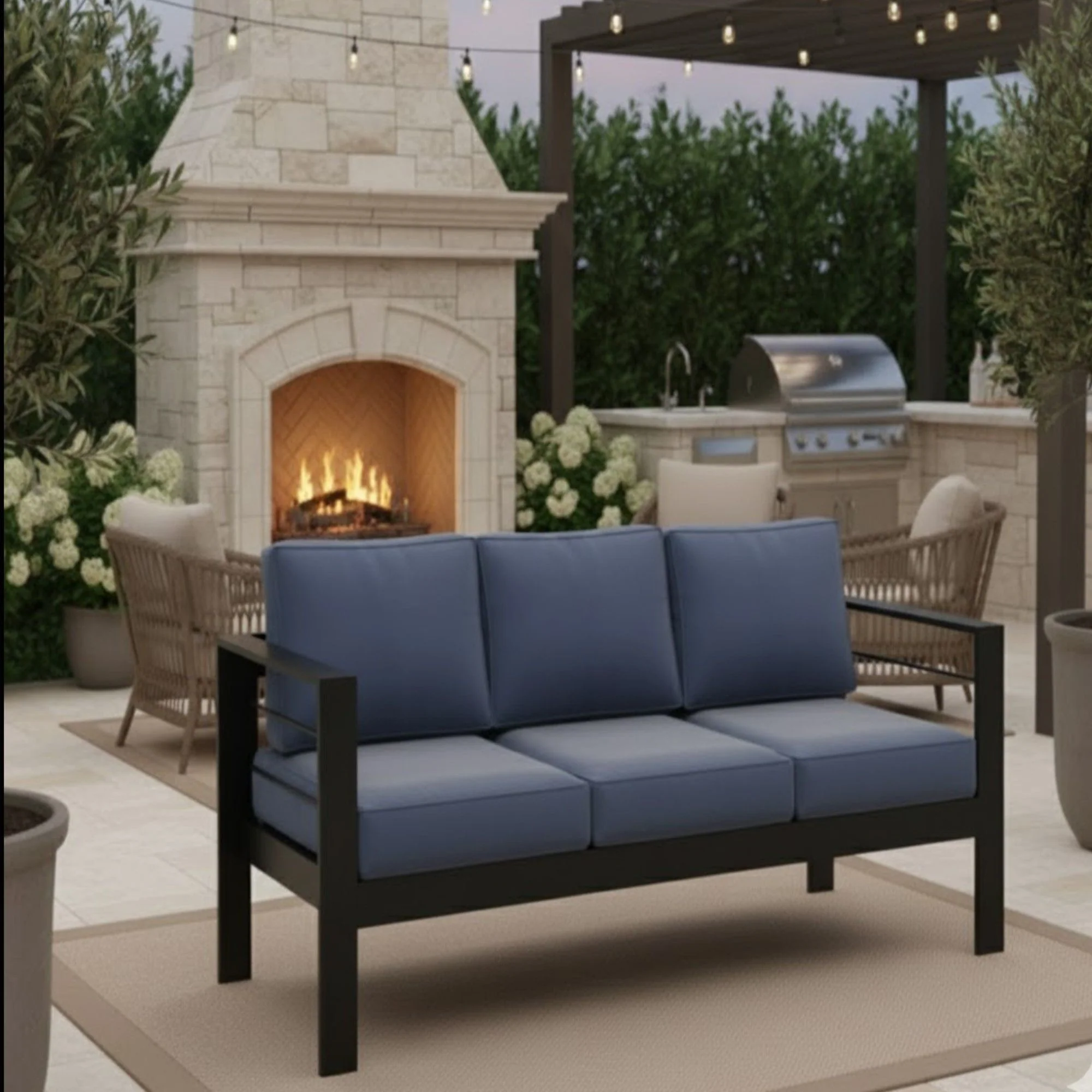 All-Weather Patio Sofa With Cushions, 3 Seat Outdoor Couch - Image 23