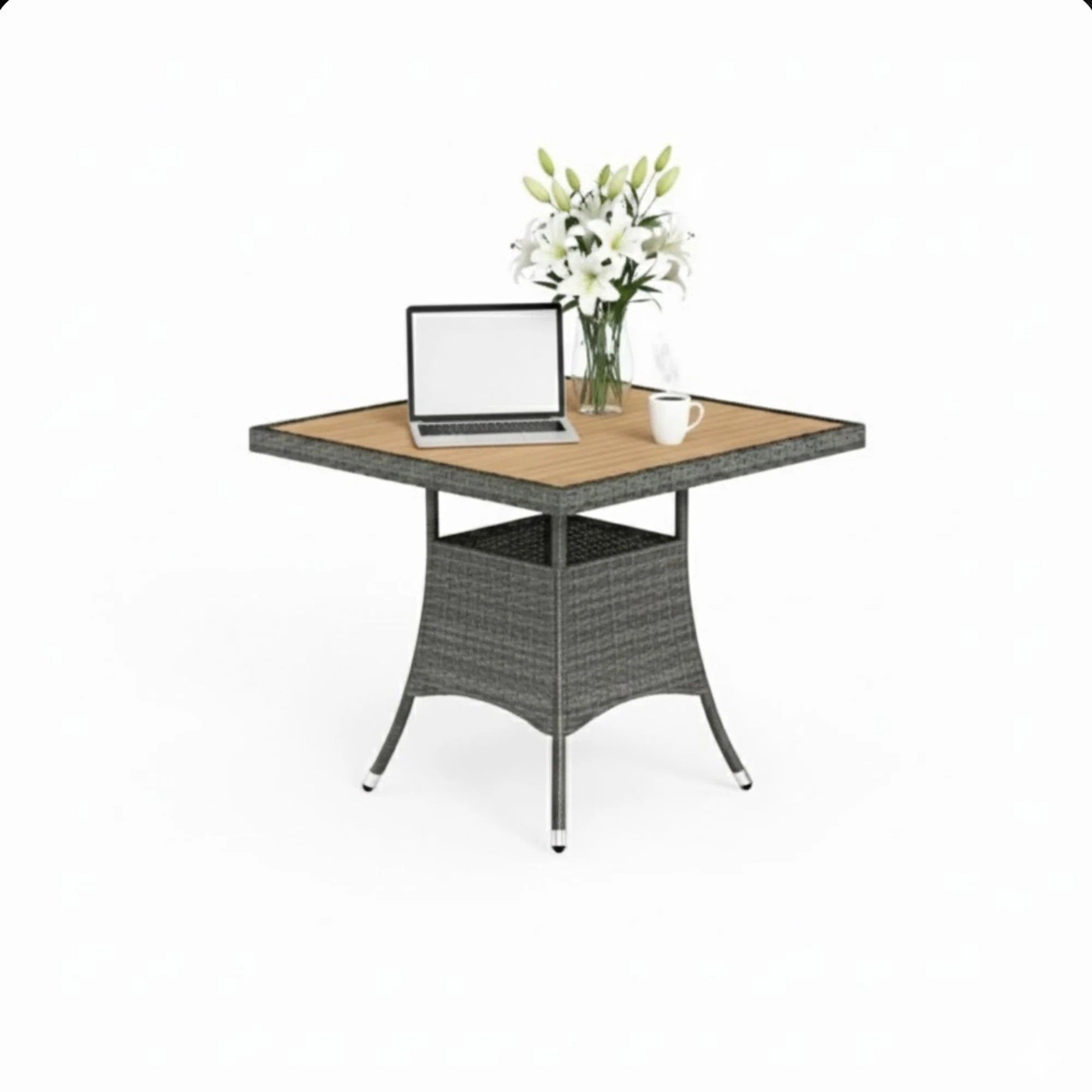 All-Weather Square Rattan Patio Dining Table - Image 6