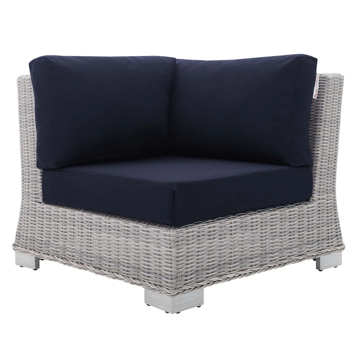 All-Weather Wicker Corner Outdoor Chair with Sunbrella Cushions for Patio Seating