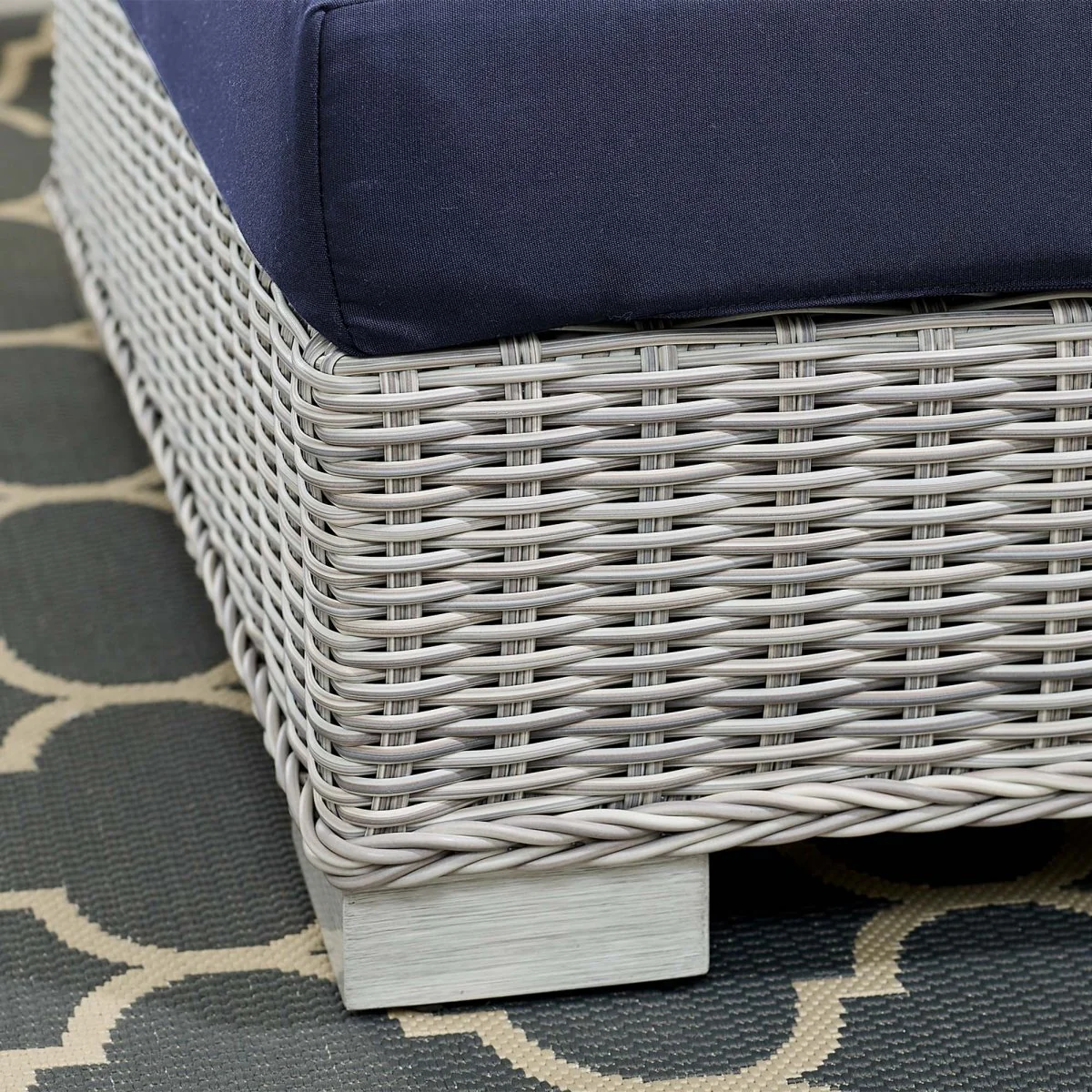 All-Weather Wicker Corner Outdoor Chair with Sunbrella Cushions for Patio Seating - Image 3