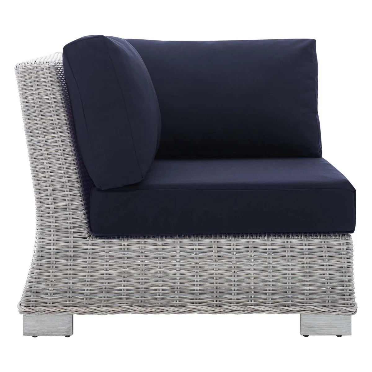 All-Weather Wicker Corner Outdoor Chair with Sunbrella Cushions for Patio Seating - Image 5