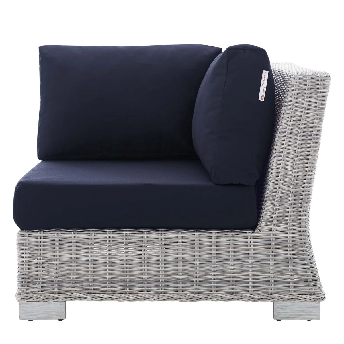 All-Weather Wicker Corner Outdoor Chair with Sunbrella Cushions for Patio Seating - Image 6