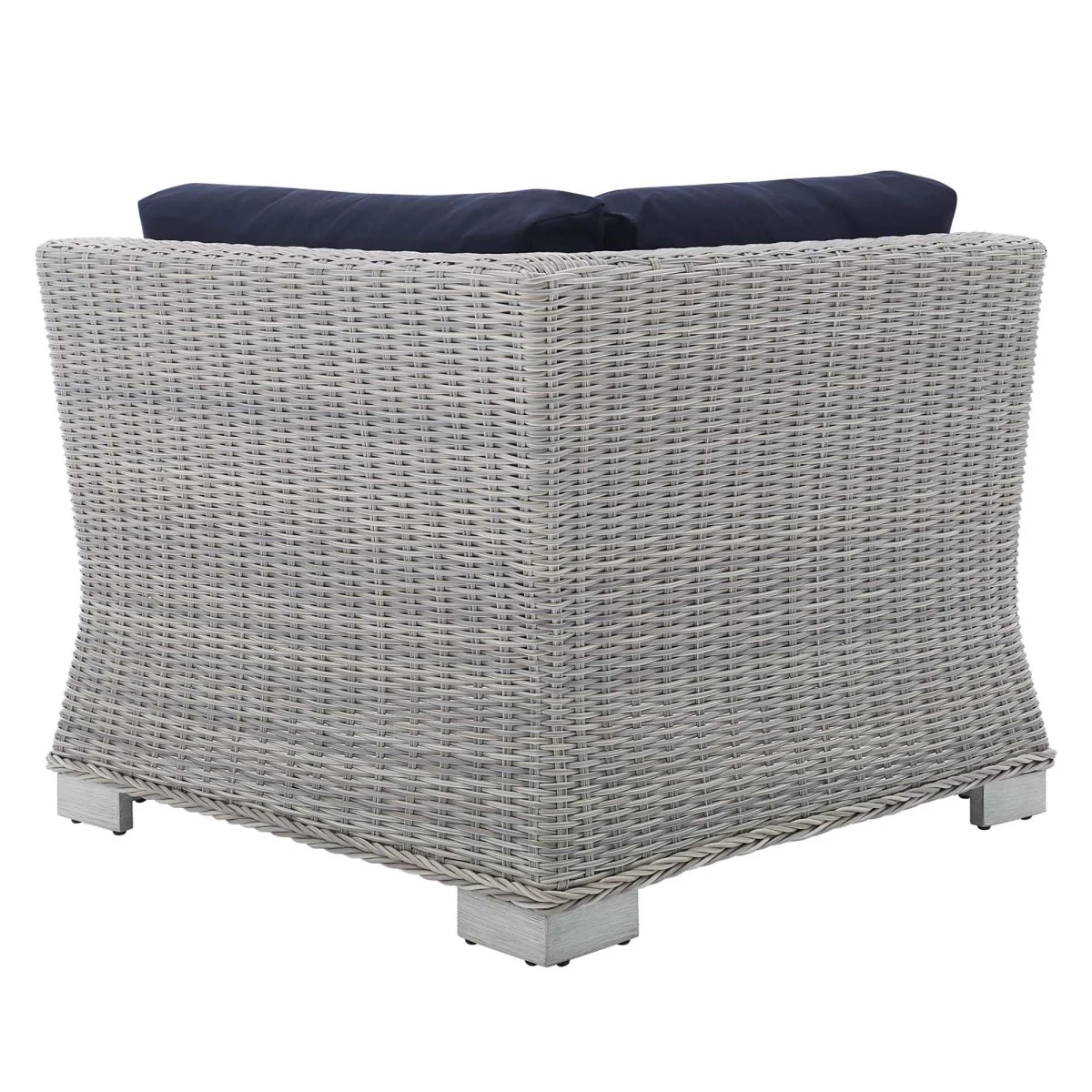 All-Weather Wicker Corner Outdoor Chair with Sunbrella Cushions for Patio Seating - Image 7
