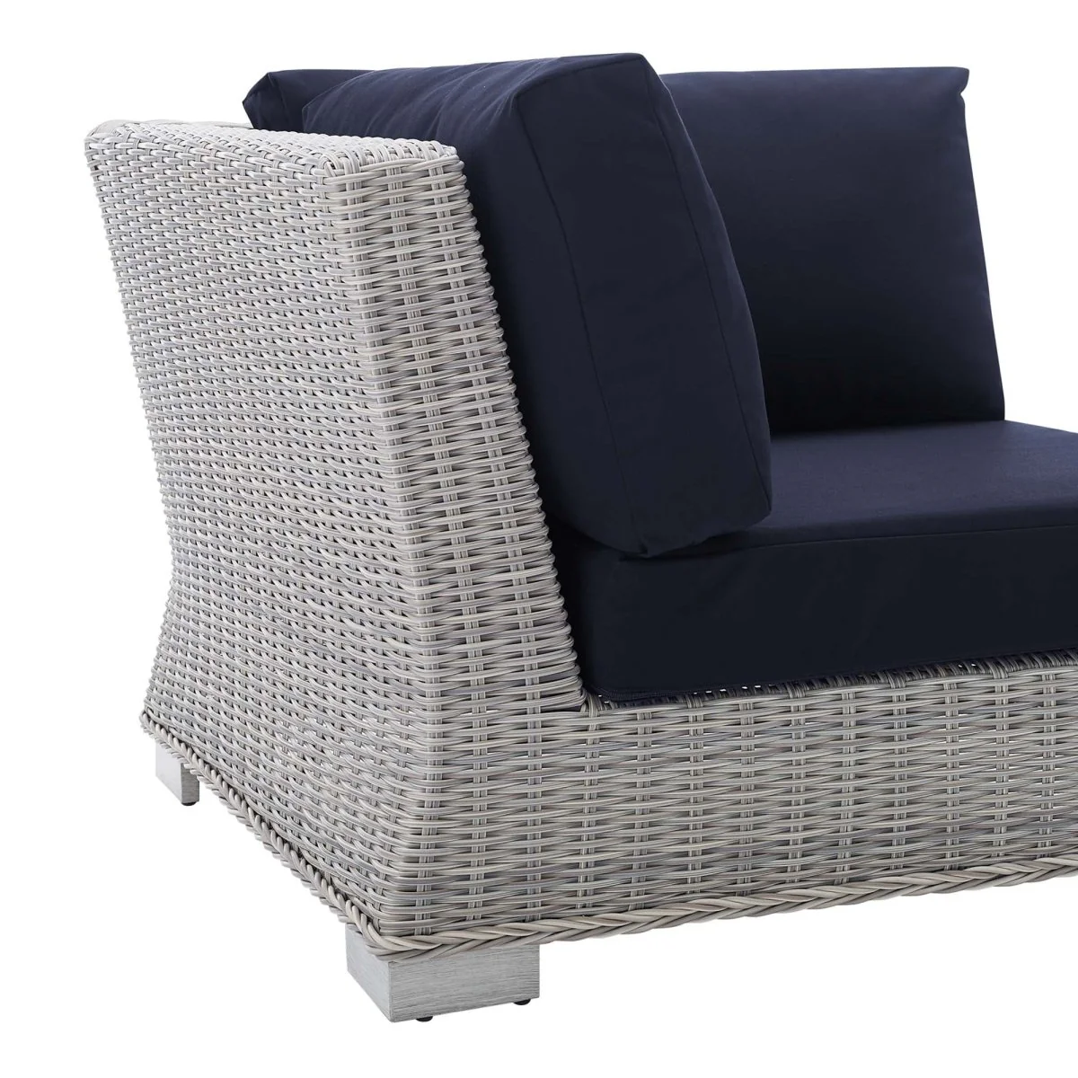 All-Weather Wicker Corner Outdoor Chair with Sunbrella Cushions for Patio Seating - Image 8
