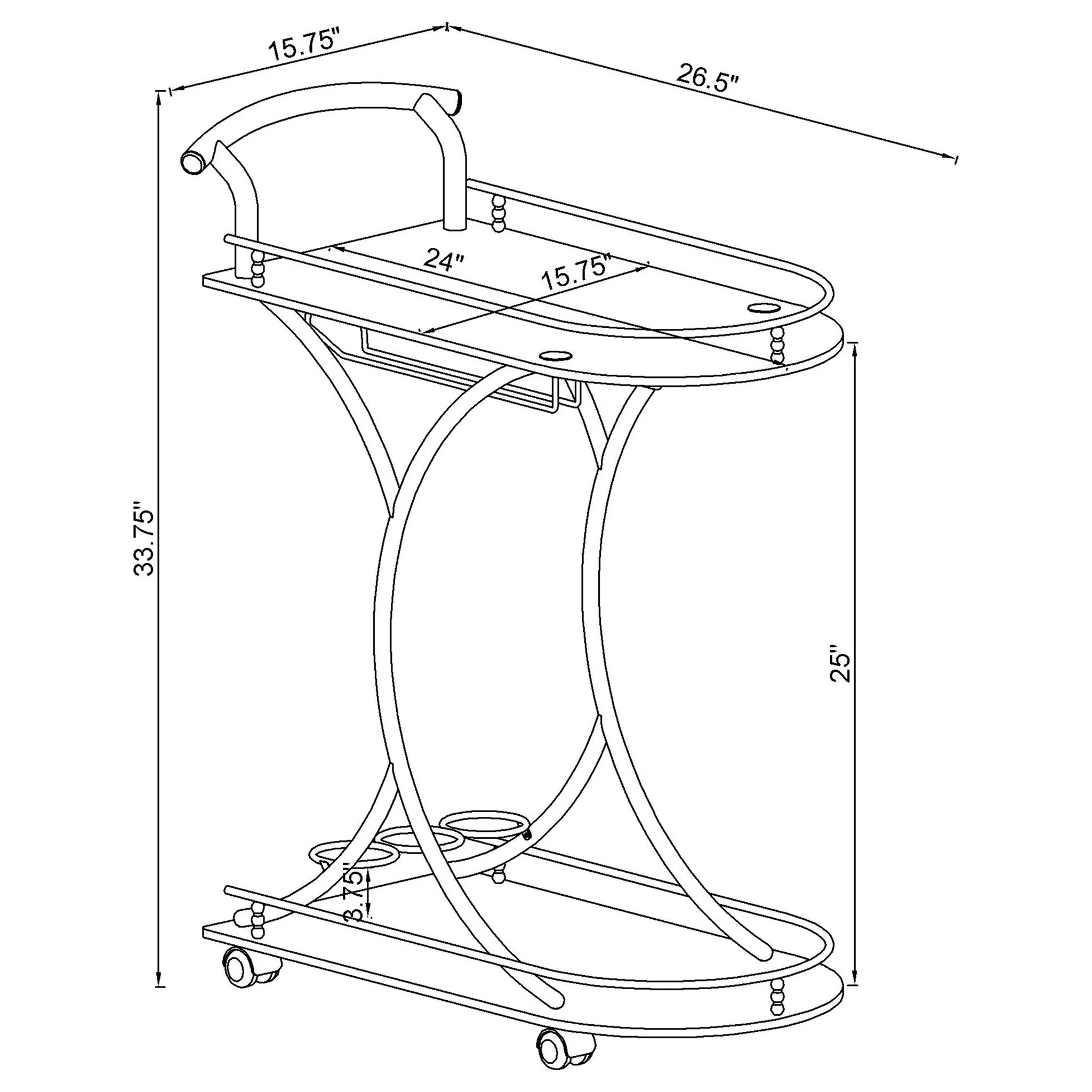 Allen - 2 Tier Bar Cart - Image 12