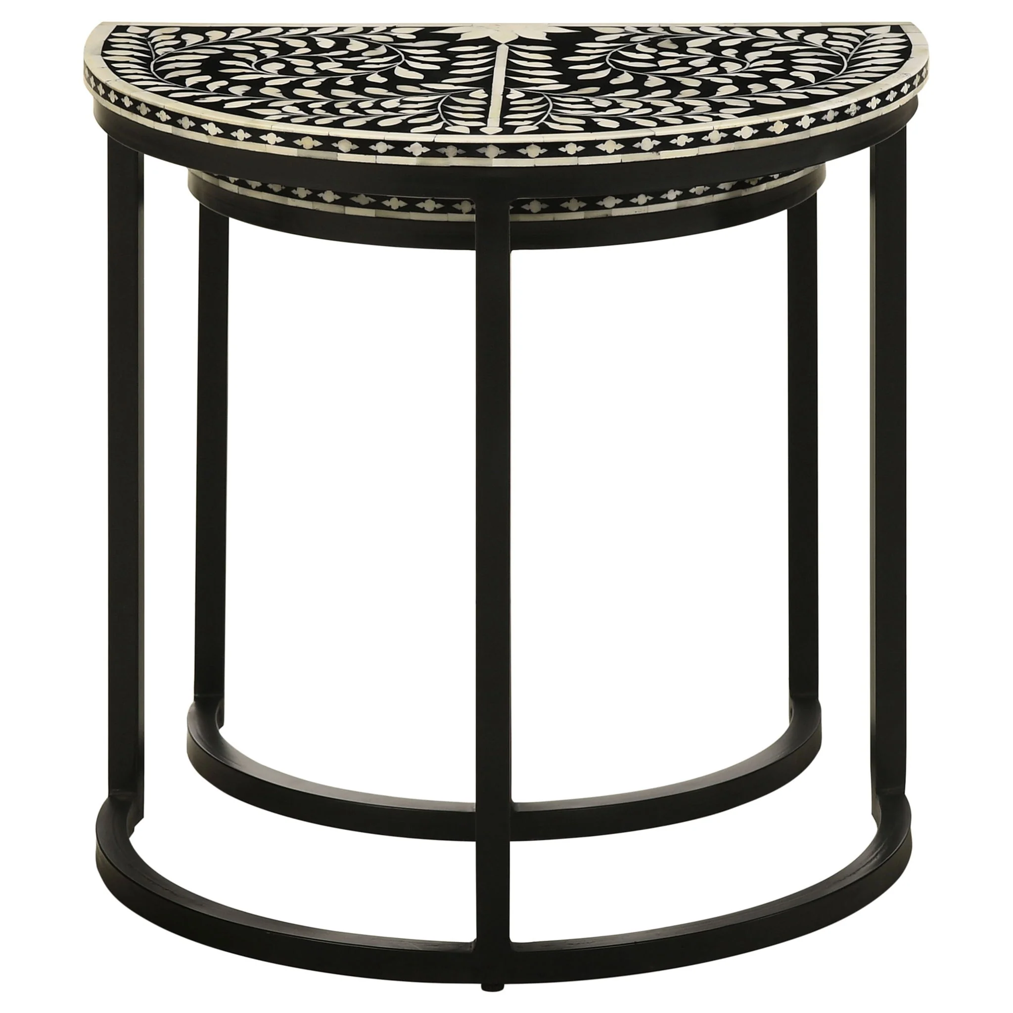 Allura - 2 Piece Demilune Nesting Table Set - Black - Image 2
