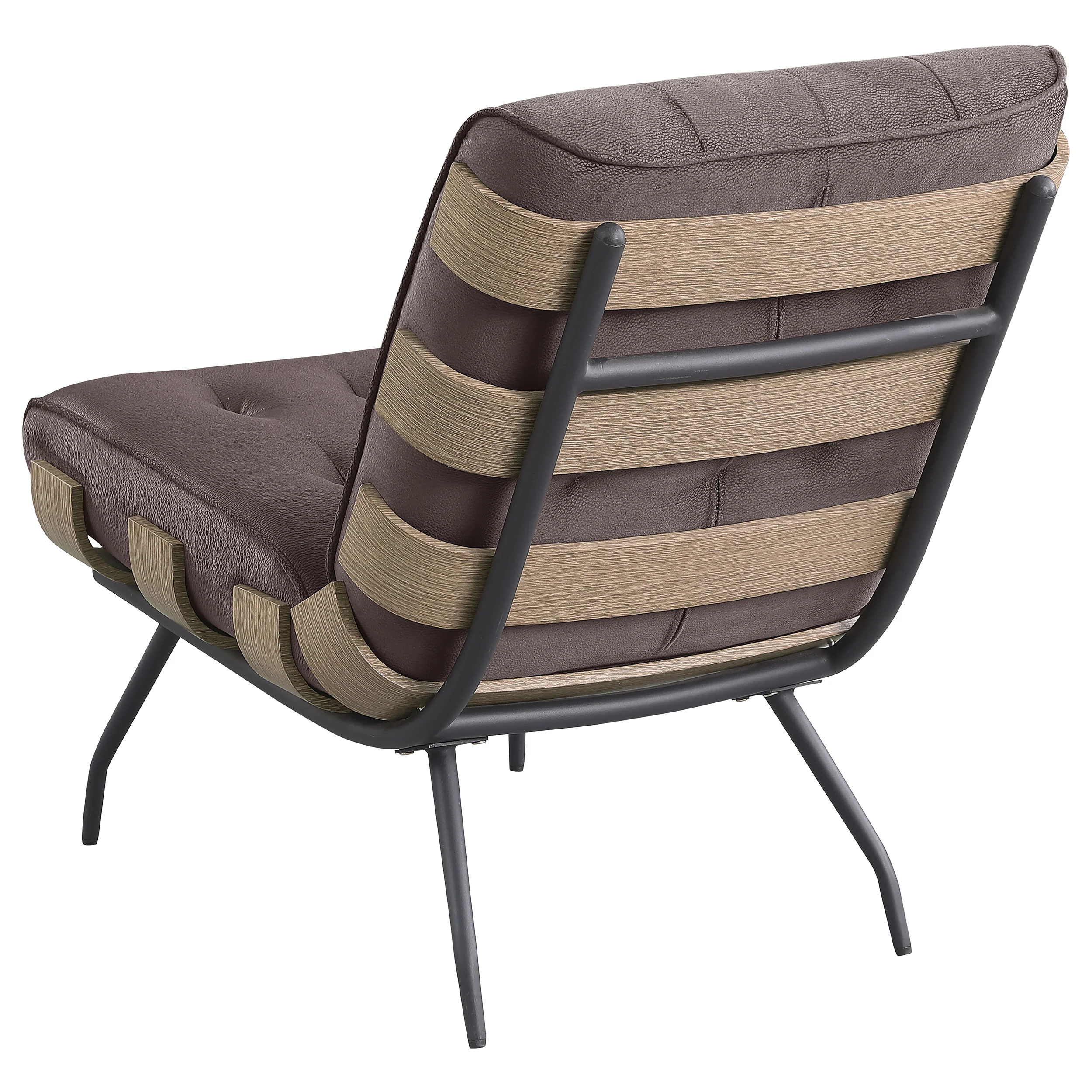 Aloma Upholstered Tufted Armless Accent Chair, Dark Brown - Image 8