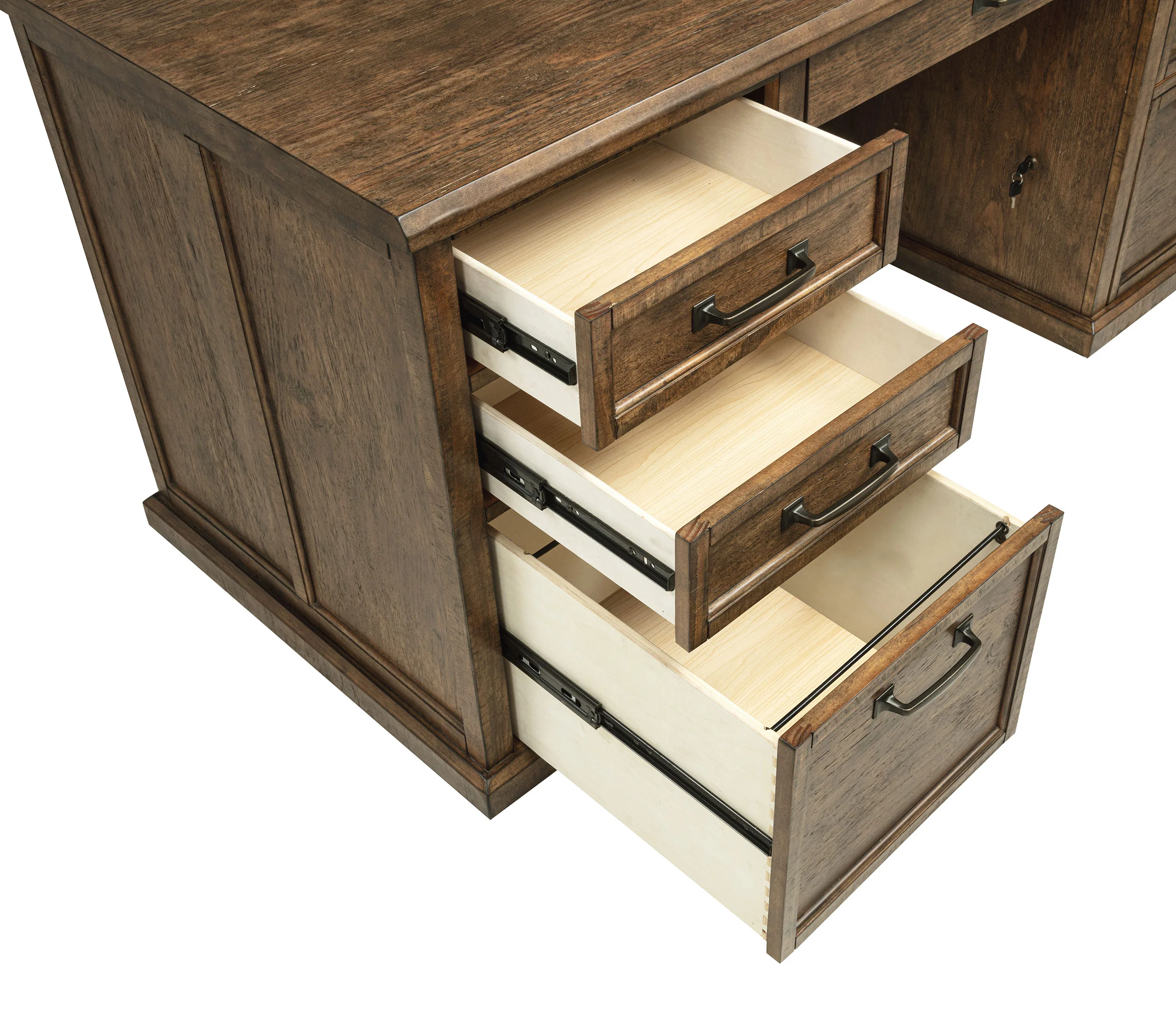 Altidore 68-Inch 7-Drawer Executive Desk in Distressed Brown - Image 4