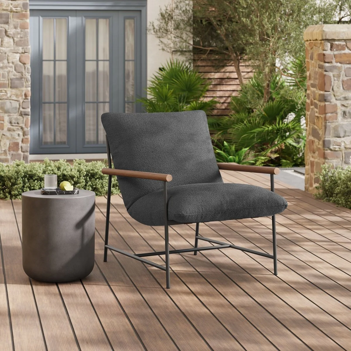 Aluminum and Boucle Sling Outdoor Lounge Chair for Patio, Deck and Poolside Seating - Image 18