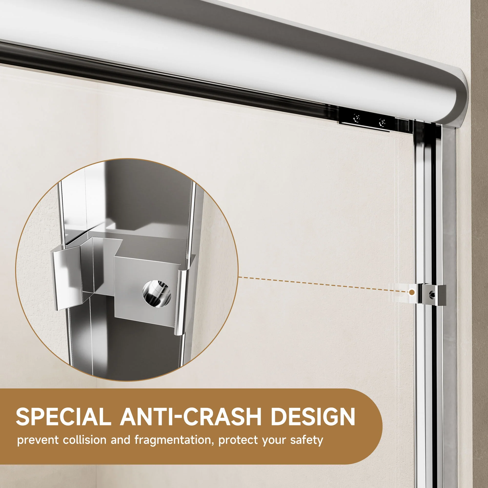 Aluminum Frame Double Double Soft Close Shower Door, Tempered Glass And Dual Stainless Steel Handles - Image 7