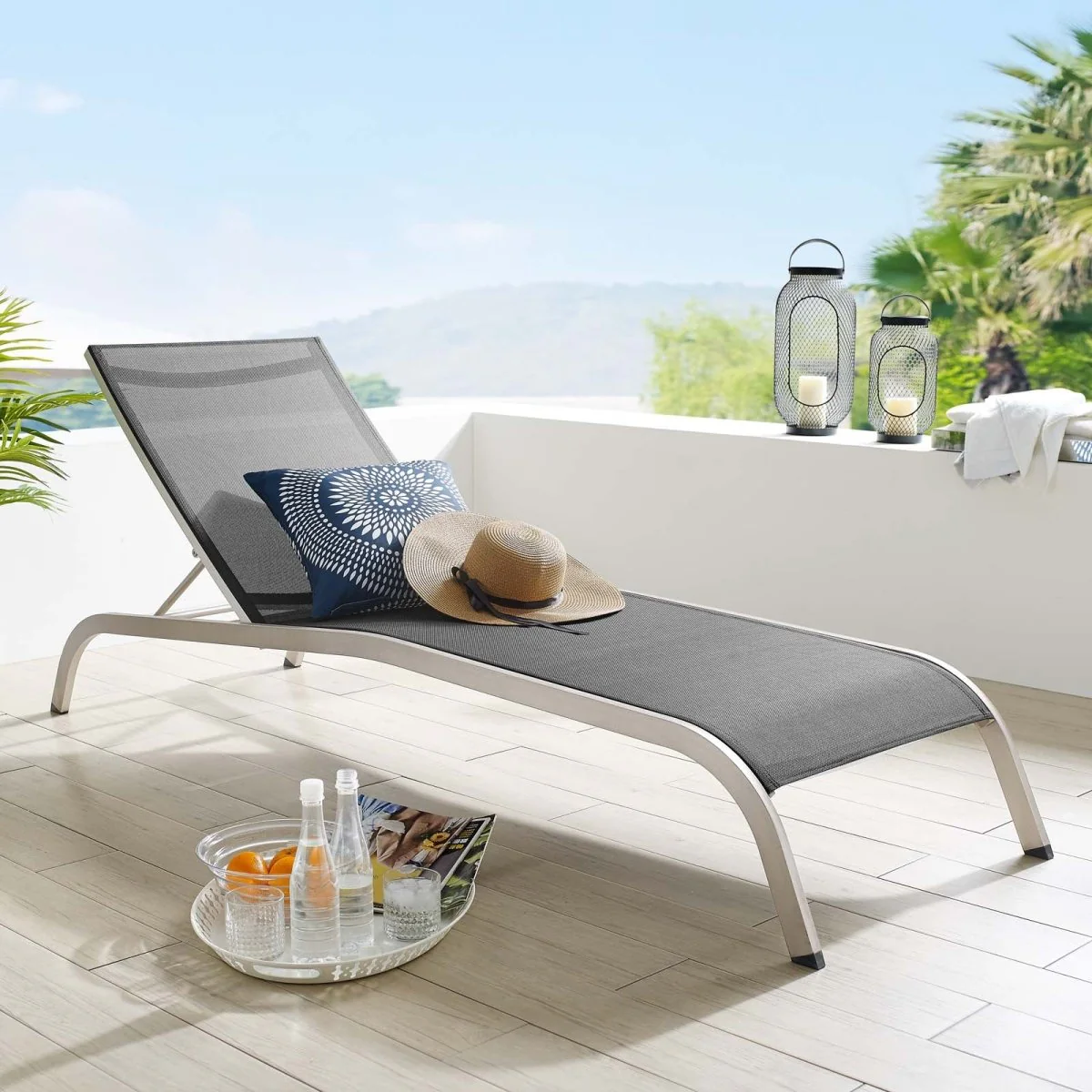 Aluminum Mesh Outdoor Patio Chaise Lounge Chair & Side Table Set – Multiple Configurations - Image 19