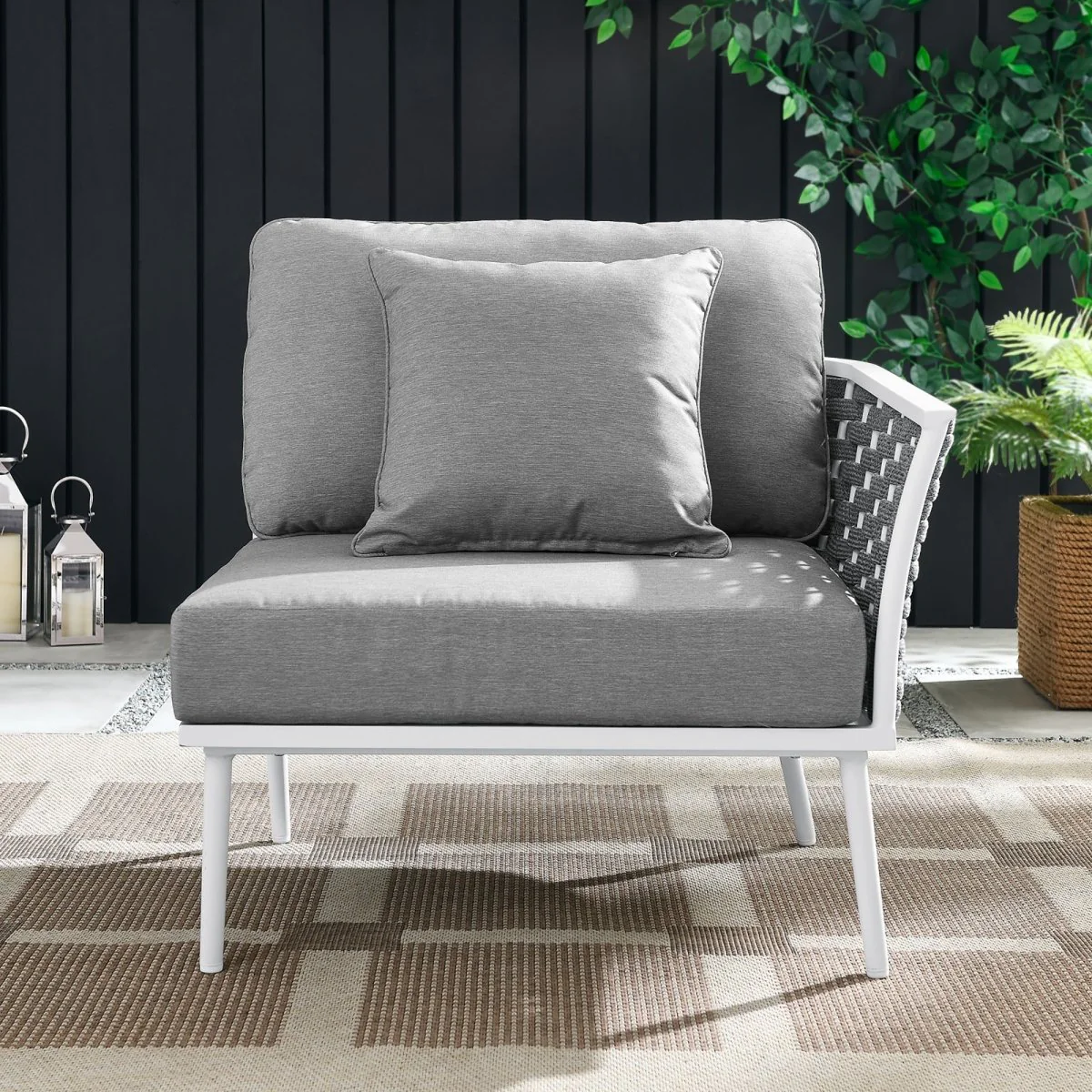 Aluminum Outdoor Armchair with Rope Back — Modern Weather-Resistant Patio Seating - Image 14