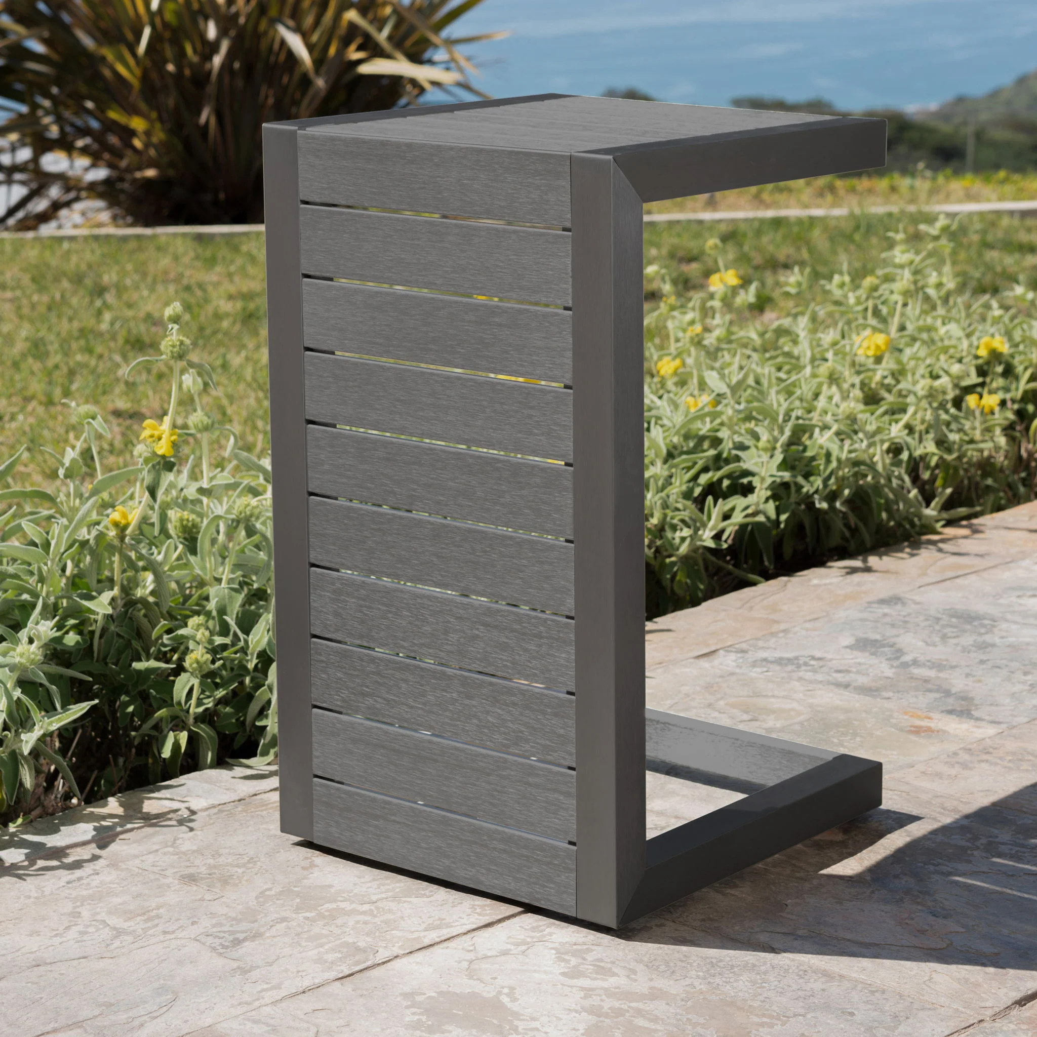 Aluminum Outdoor C - Shaped Side Table For Patio - Image 15