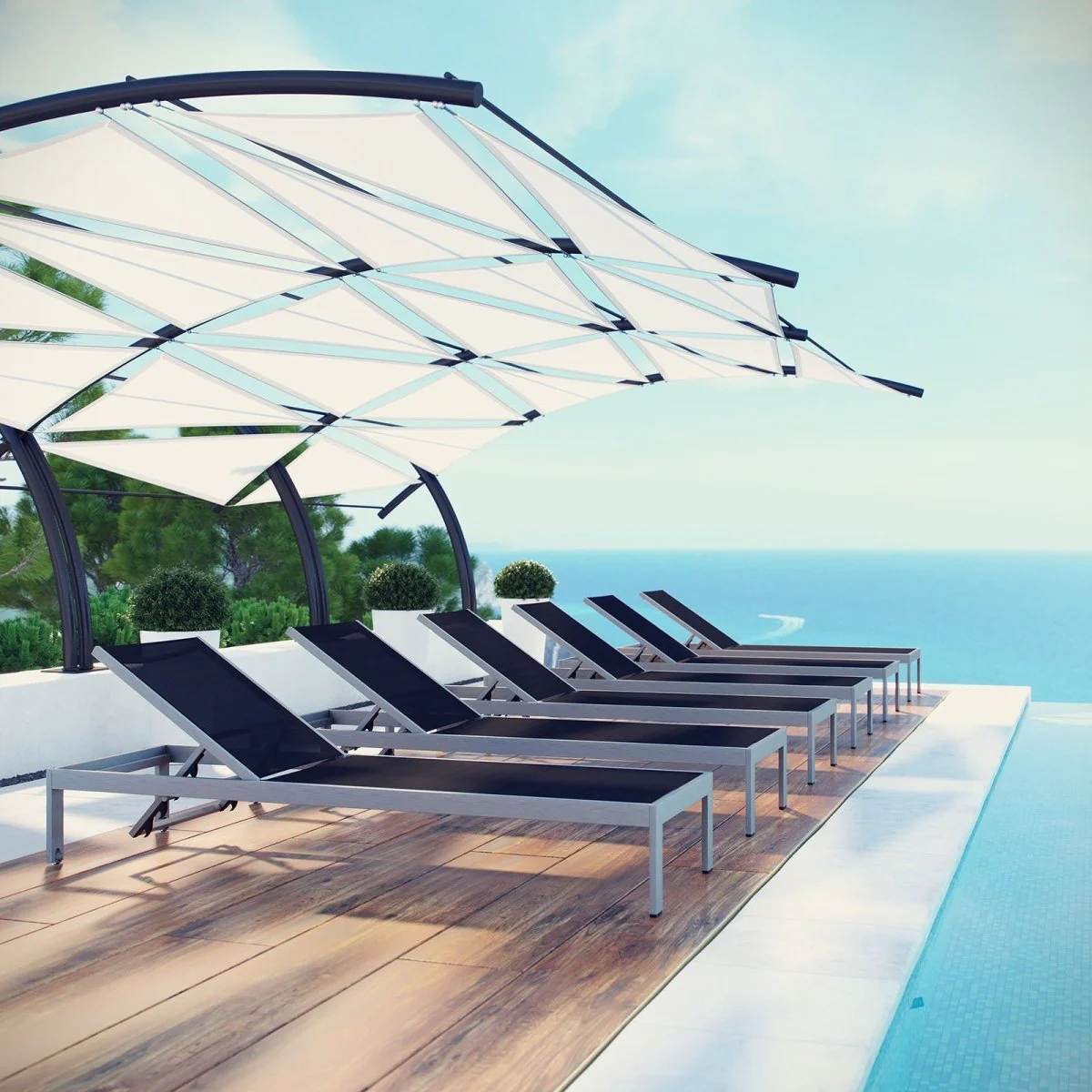 Aluminum Outdoor Chaise Lounge Patio Poolside Reclining Lounger Seating Furniture - Image 78