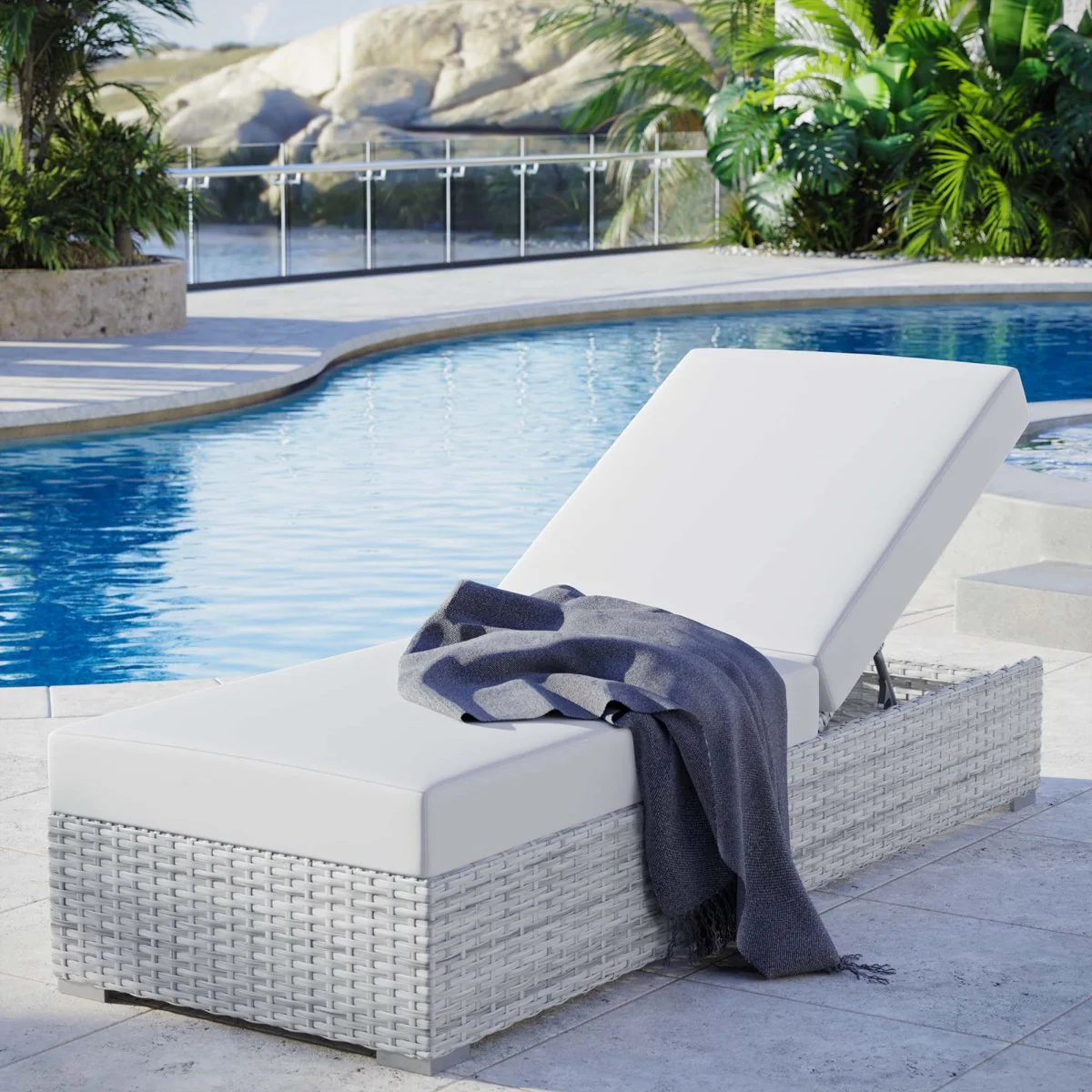 Aluminum Outdoor Chaise Lounge with Adjustable Back for Patio, Pool, Deck Seating - Image 8