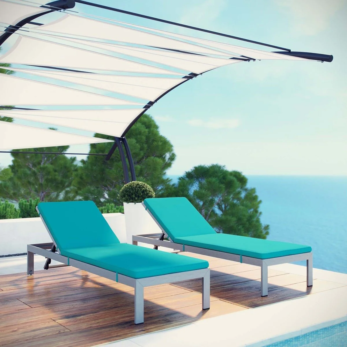 Aluminum Outdoor Chaise Lounge with Cushion, Patio Reclining Lounger Series - Image 26