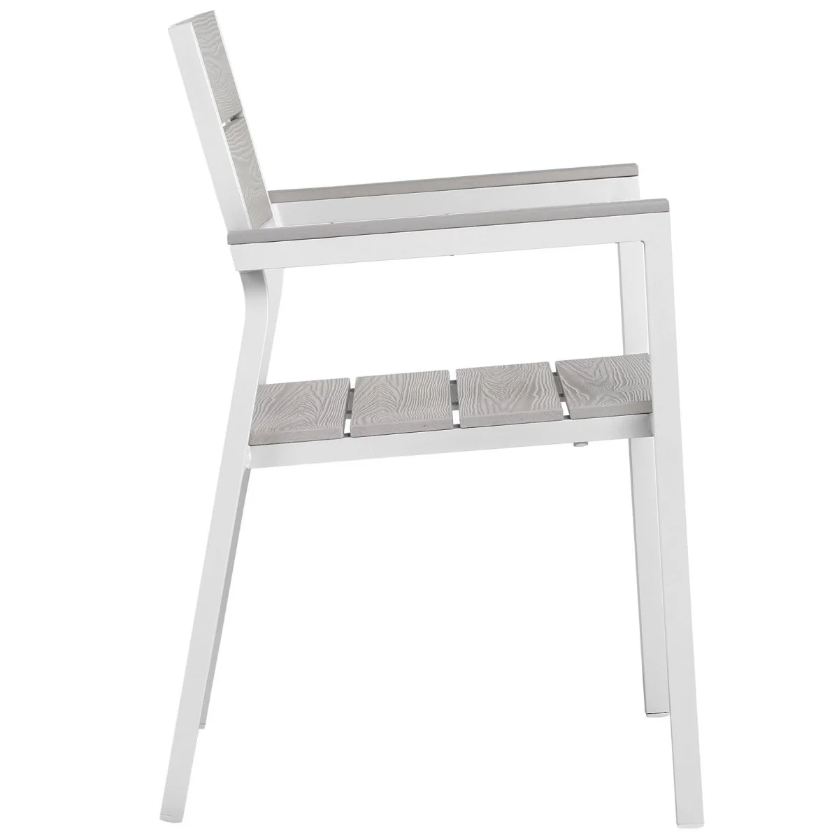 Aluminum Outdoor Dining Armchairs with Wood Slats – Weather-Resistant Patio Seating - Image 3
