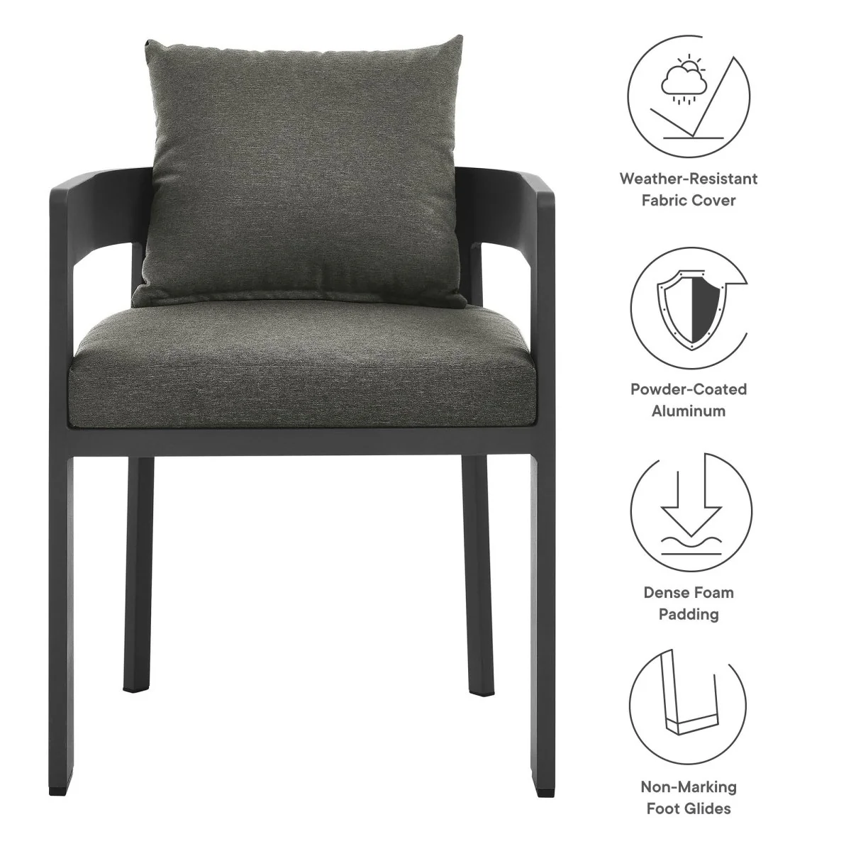 Aluminum Outdoor Dining Chair with Cushion – Comfortable, Durable Patio Seating - Image 20