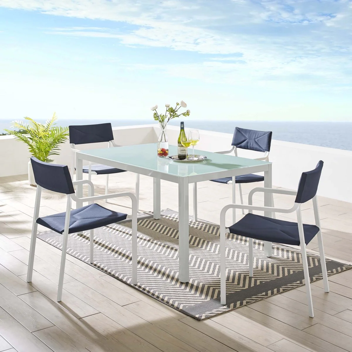 Aluminum Outdoor Dining Set with Table and Chairs for Patio and Garden Entertaining - Image 12