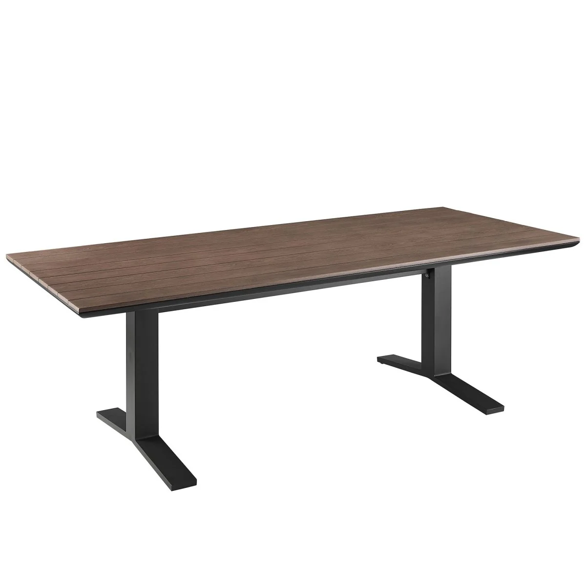 Aluminum Outdoor Dining Table with Faux Wood Top, Durable Weather-Resistant Patio Table