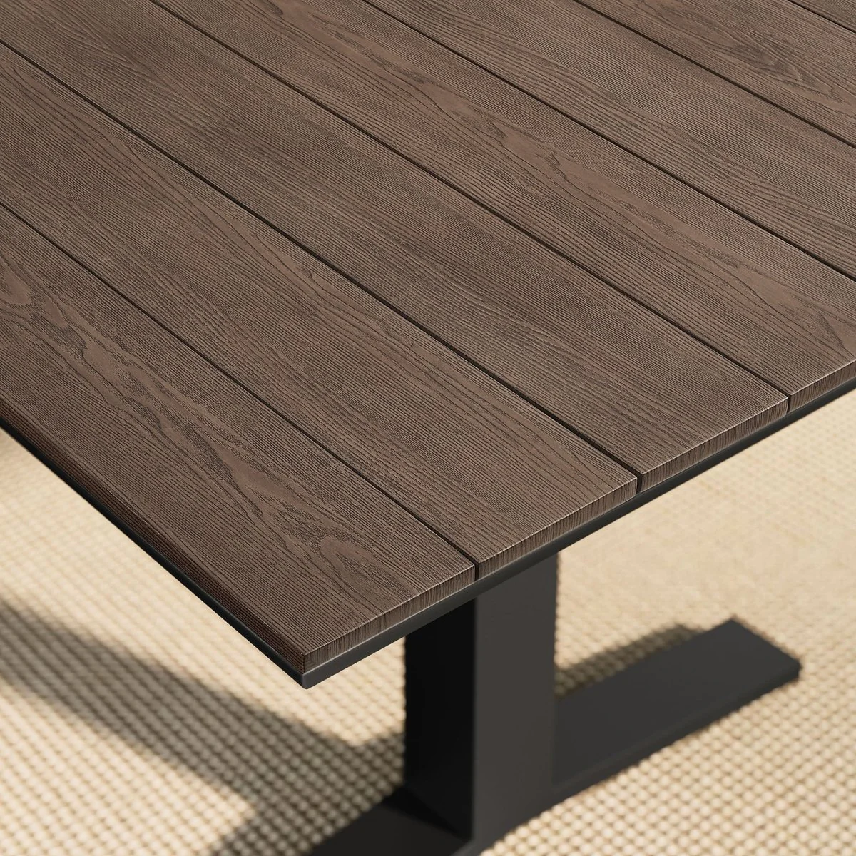 Aluminum Outdoor Dining Table with Faux Wood Top, Durable Weather-Resistant Patio Table - Image 4