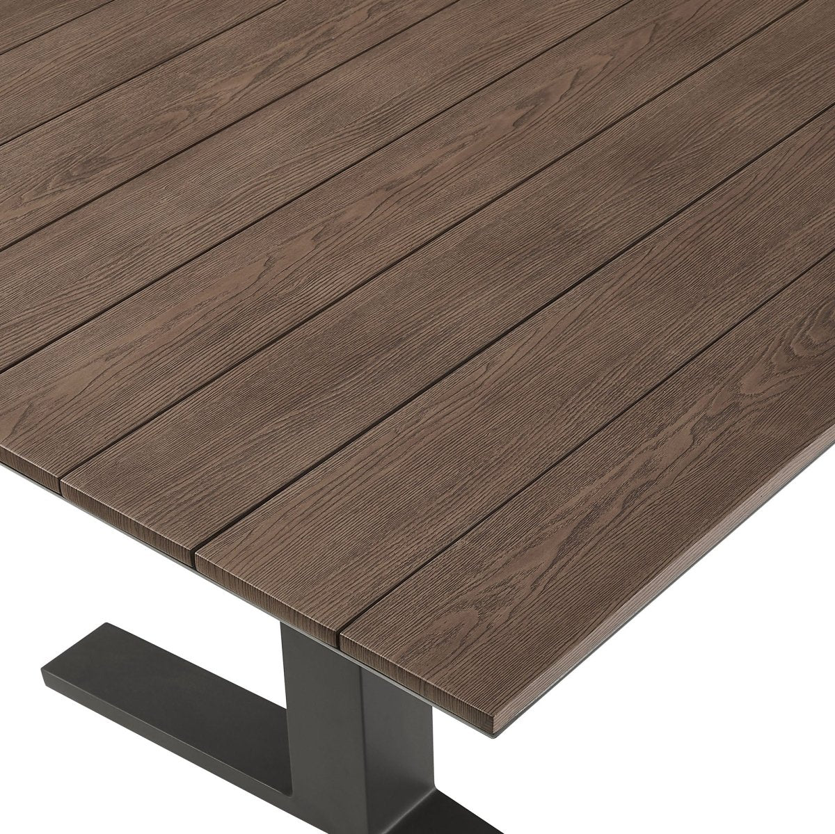 Aluminum Outdoor Dining Table with Faux Wood Top, Durable Weather-Resistant Patio Table - Image 6