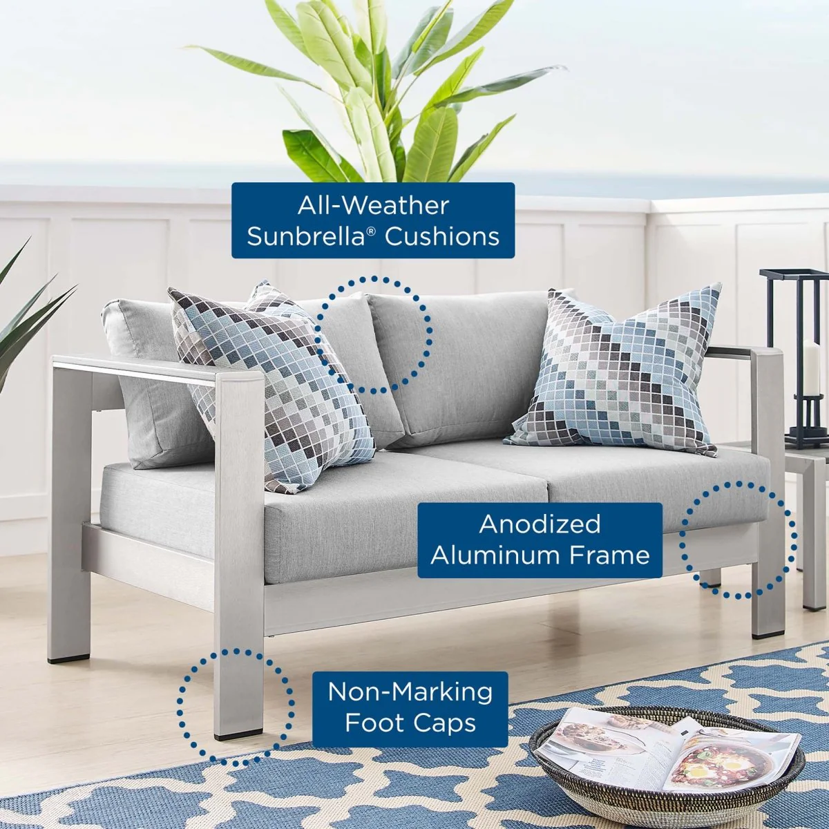 Aluminum Outdoor Loveseat – Weather-Resistant Patio Seating for Two-Person Comfort - Image 9