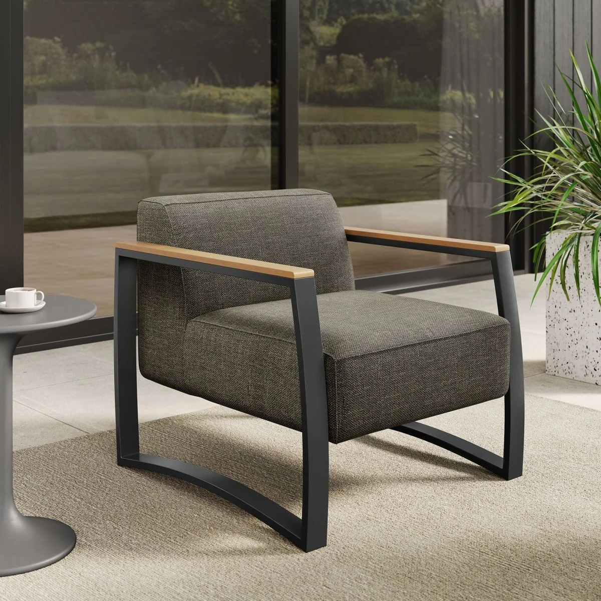Aluminum Outdoor Patio Armchair, Modern Durable Weather-Resistant Seating for Porch - Image 9