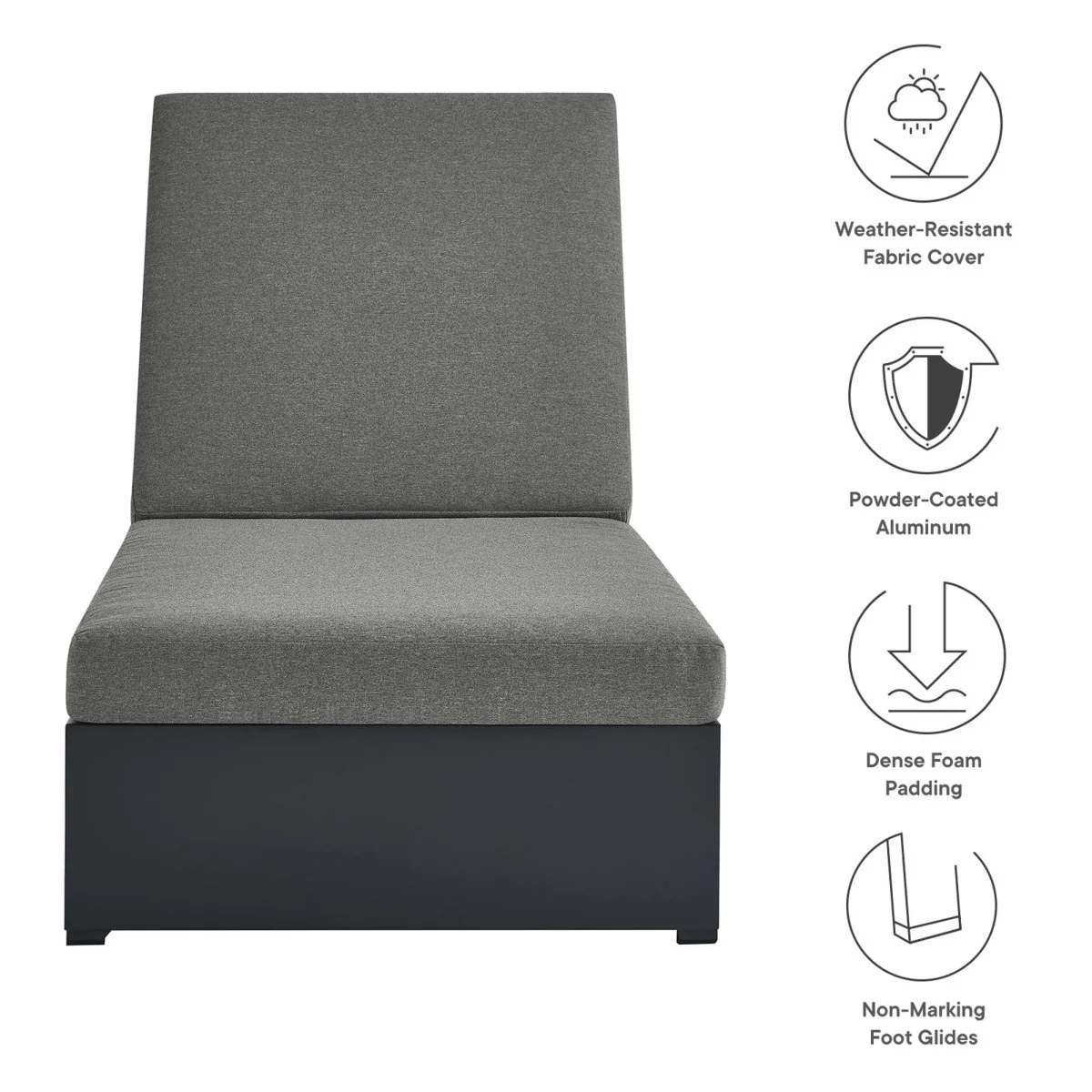 Aluminum Outdoor Patio Chaise Lounge Chair with Adjustable Back and Durable Frame - Image 22
