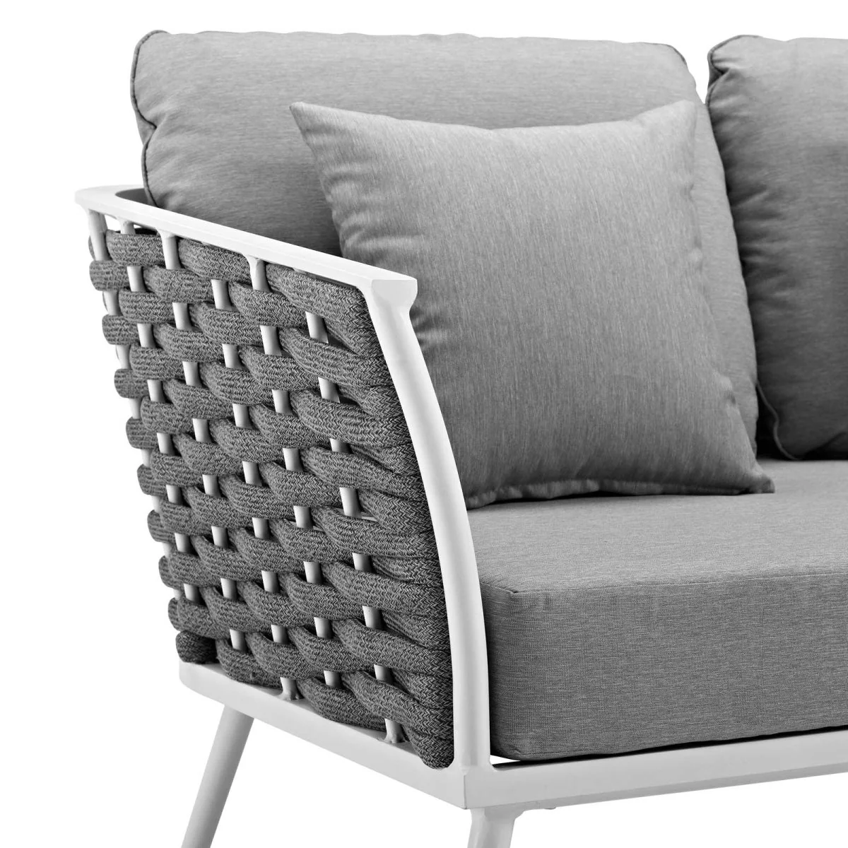Aluminum Outdoor Patio Loveseat with Rope Weave Design and Weather-Resistant Construction - Image 11