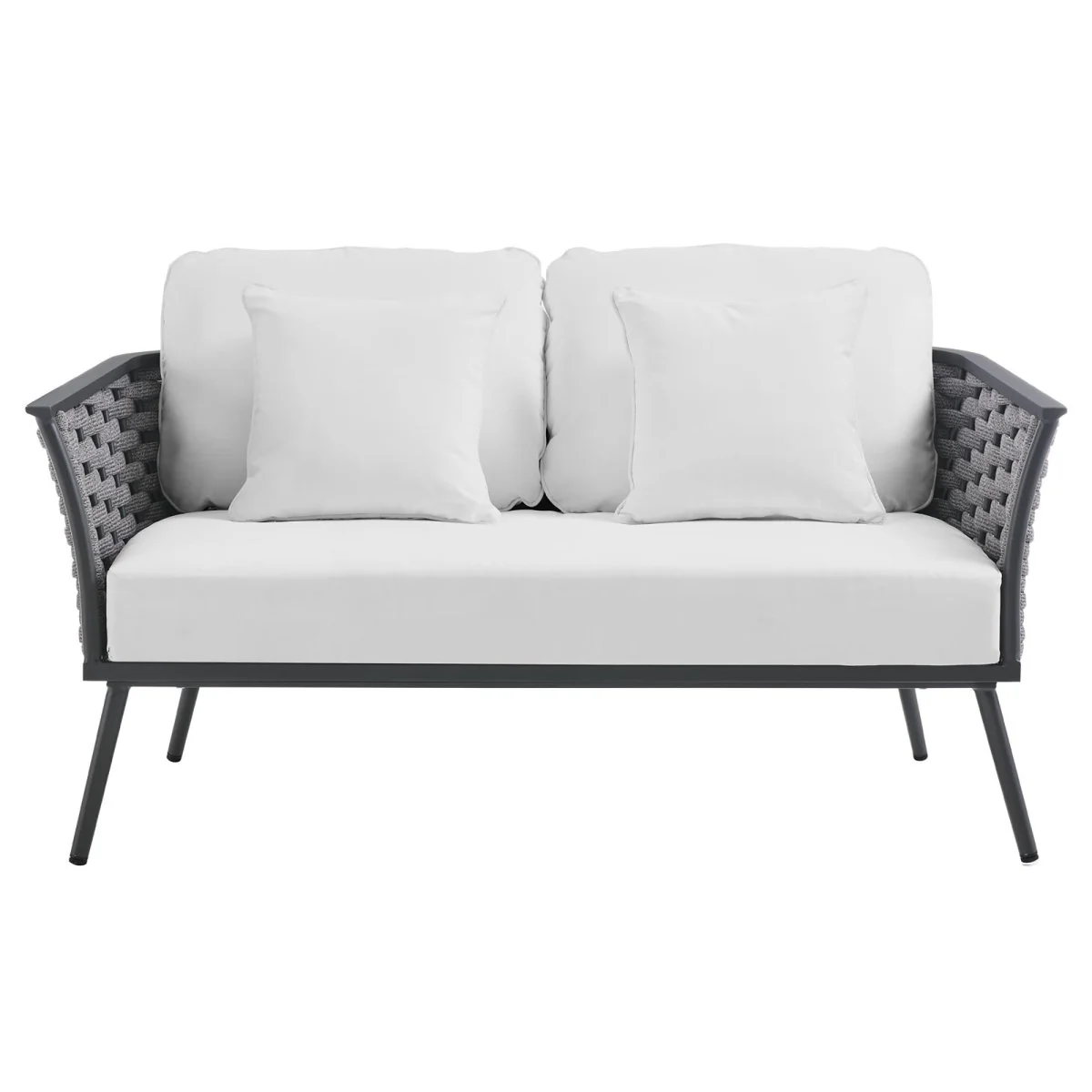 Aluminum Outdoor Patio Loveseat with Rope Weave Design and Weather-Resistant Construction - Image 6