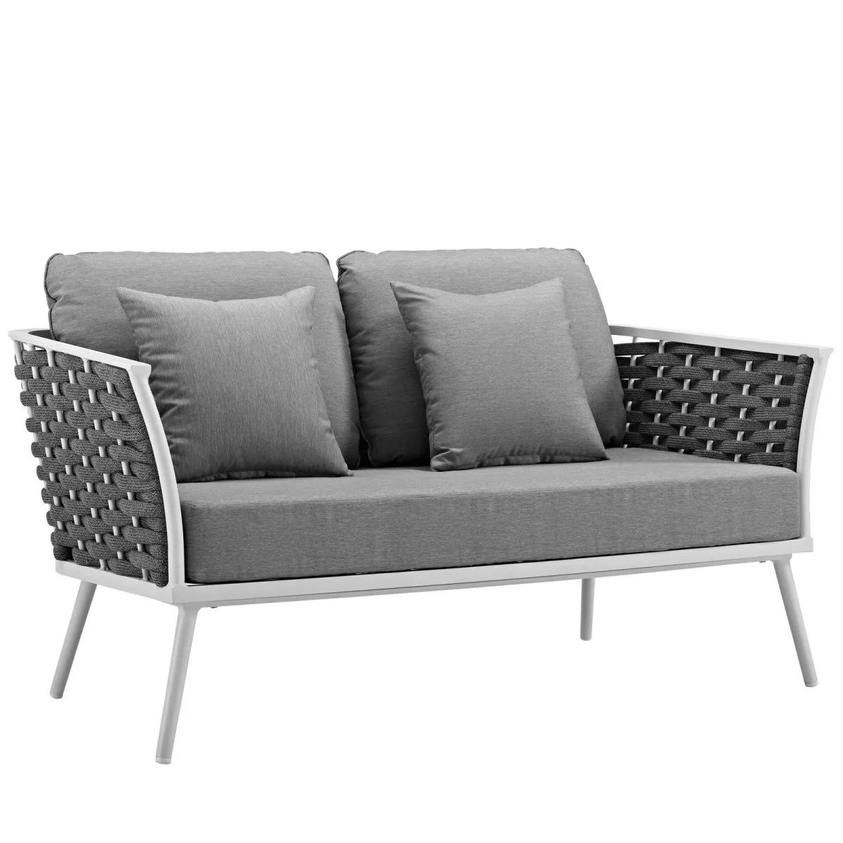 Aluminum Outdoor Patio Loveseat with Rope Weave Design and Weather-Resistant Construction - Image 8