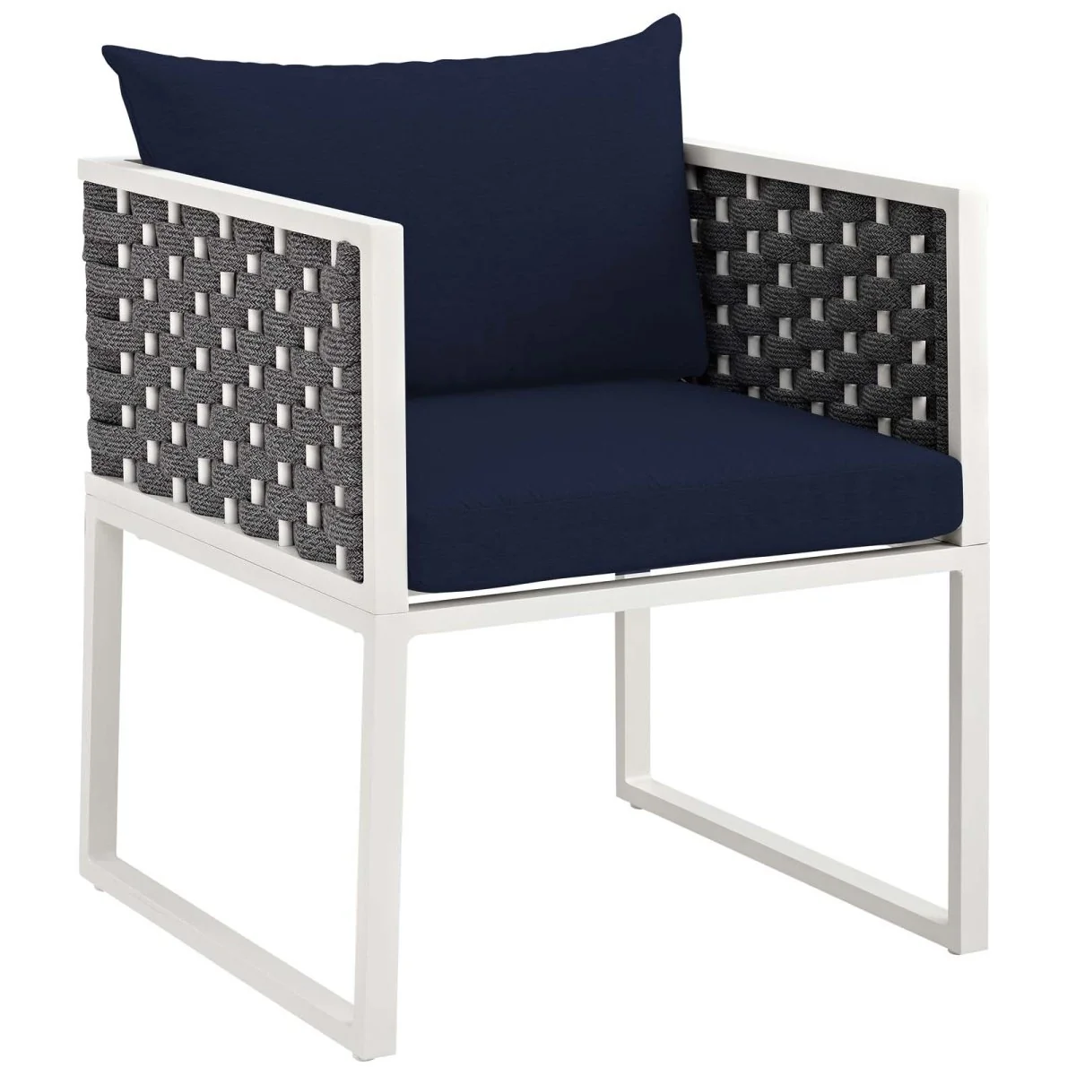 Aluminum Rope Outdoor Dining Armchairs with Cushions — Modern Patio Seating for Dining - Image 2