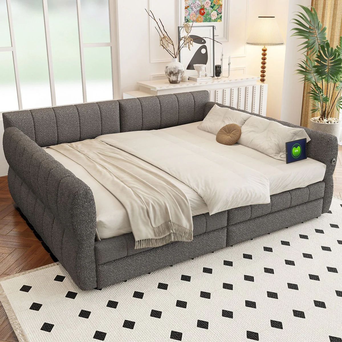Alvara Upholstered Queen Platform Bed with USB Charging and Storage Drawers - Image 11