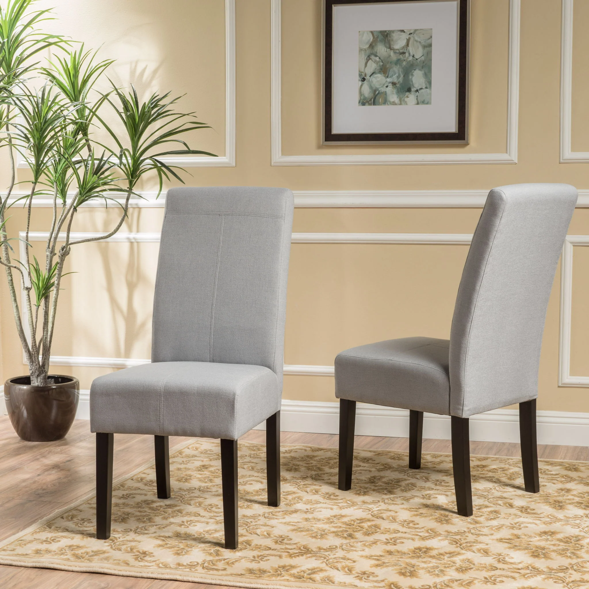 Amaranthine - Upholstered Dining Chair With High Back And Wood Legs (Set of 2) - Light Gray - Image 9