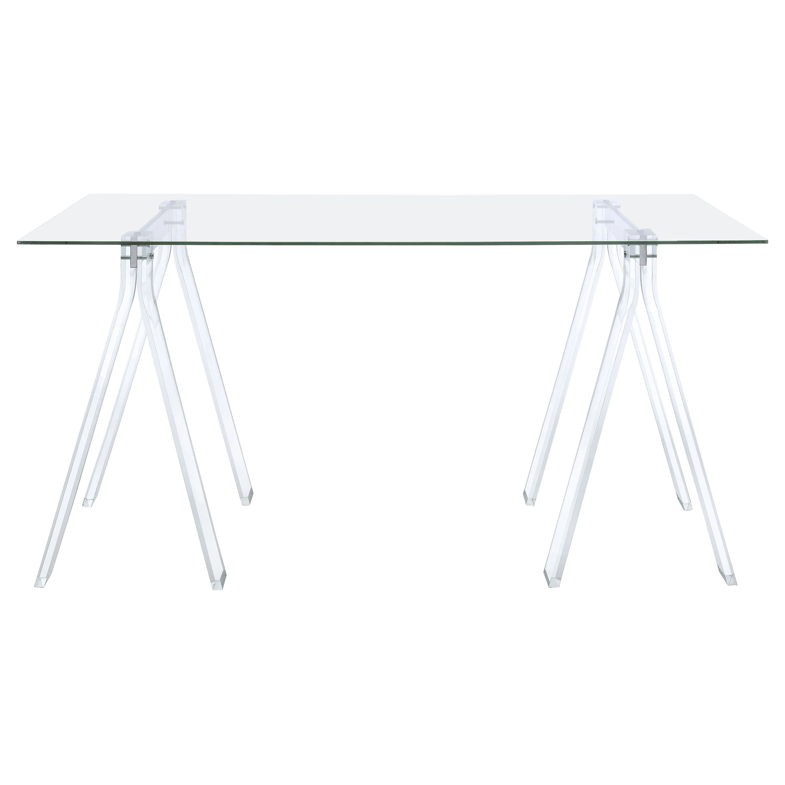 Amaturo 59-inch Glass Top Acrylic Writing Desk, Clear - Image 2