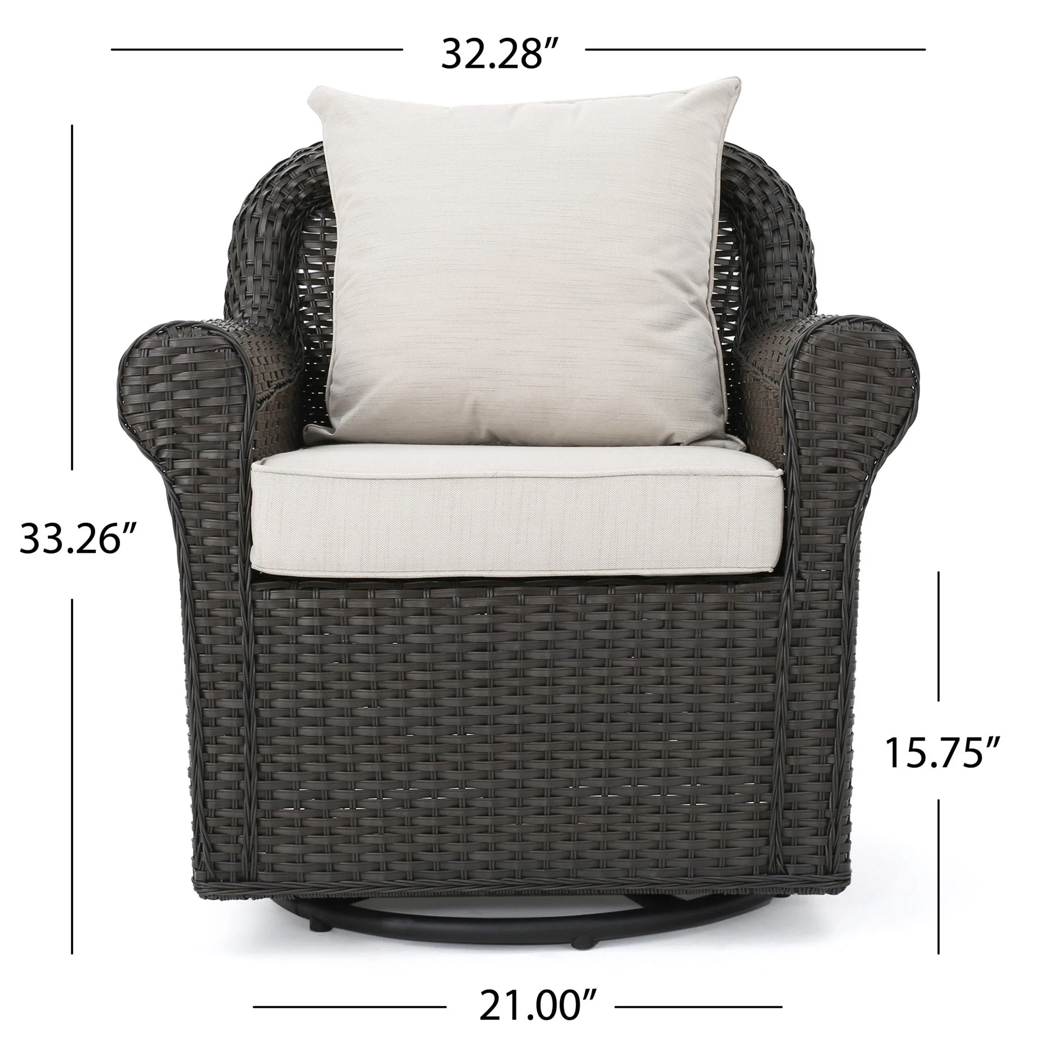 Amaya - Outdoor Swivel Rocker Chair With Water Resistant Cushions - Brown / Beige - Image 2
