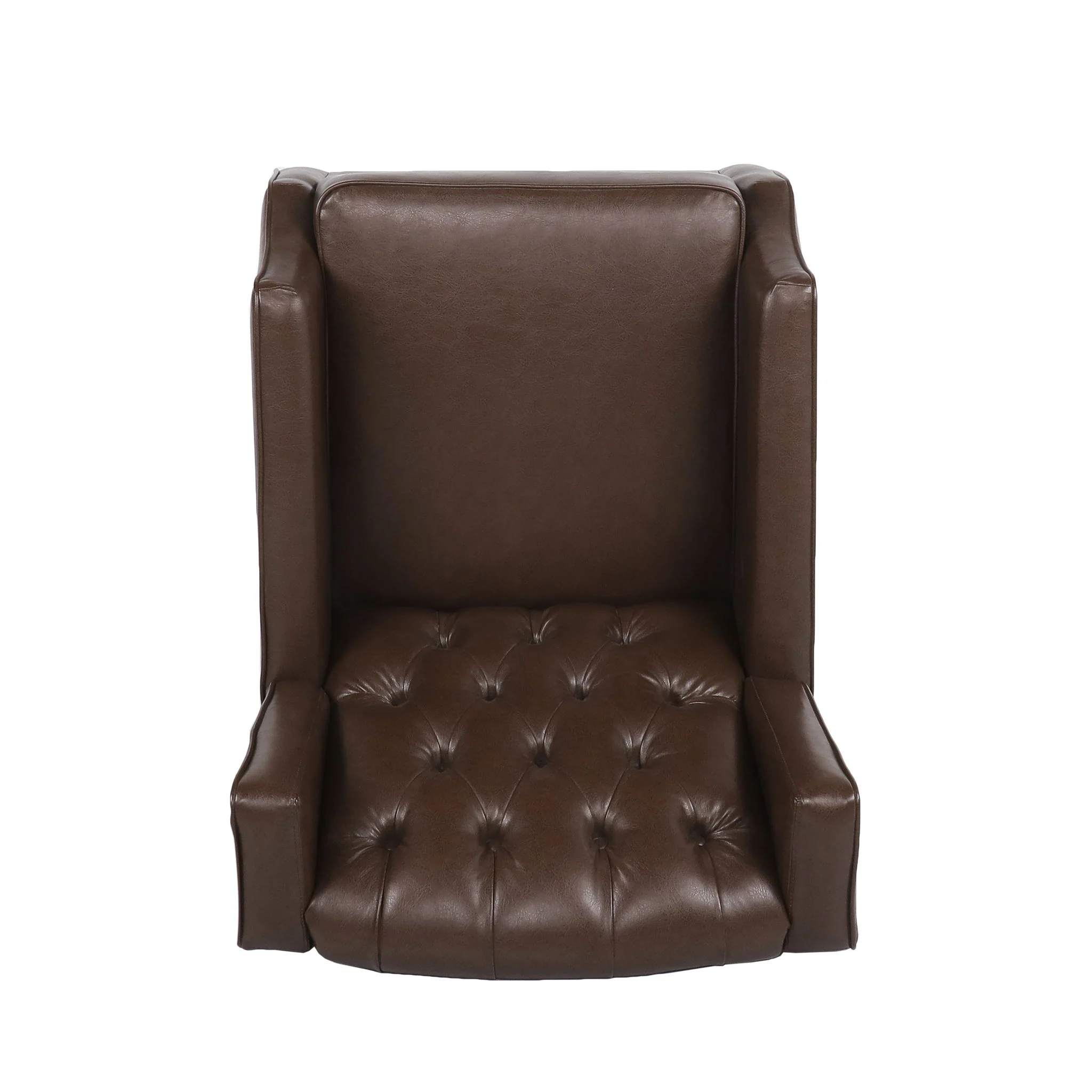 Amedou - Contemporary Tufted Wingback Rocking Chair - Dark Brown - Image 6