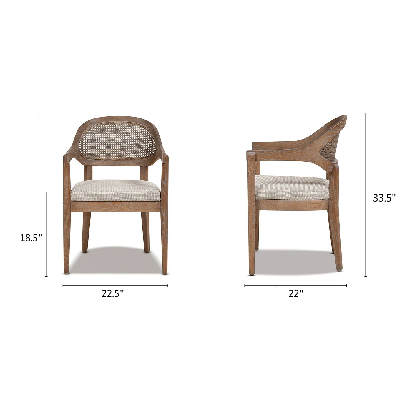 Americana - Mid-Century Modern Cane Back Dining Chair Textured Weave - Taupe Beige - Image 2