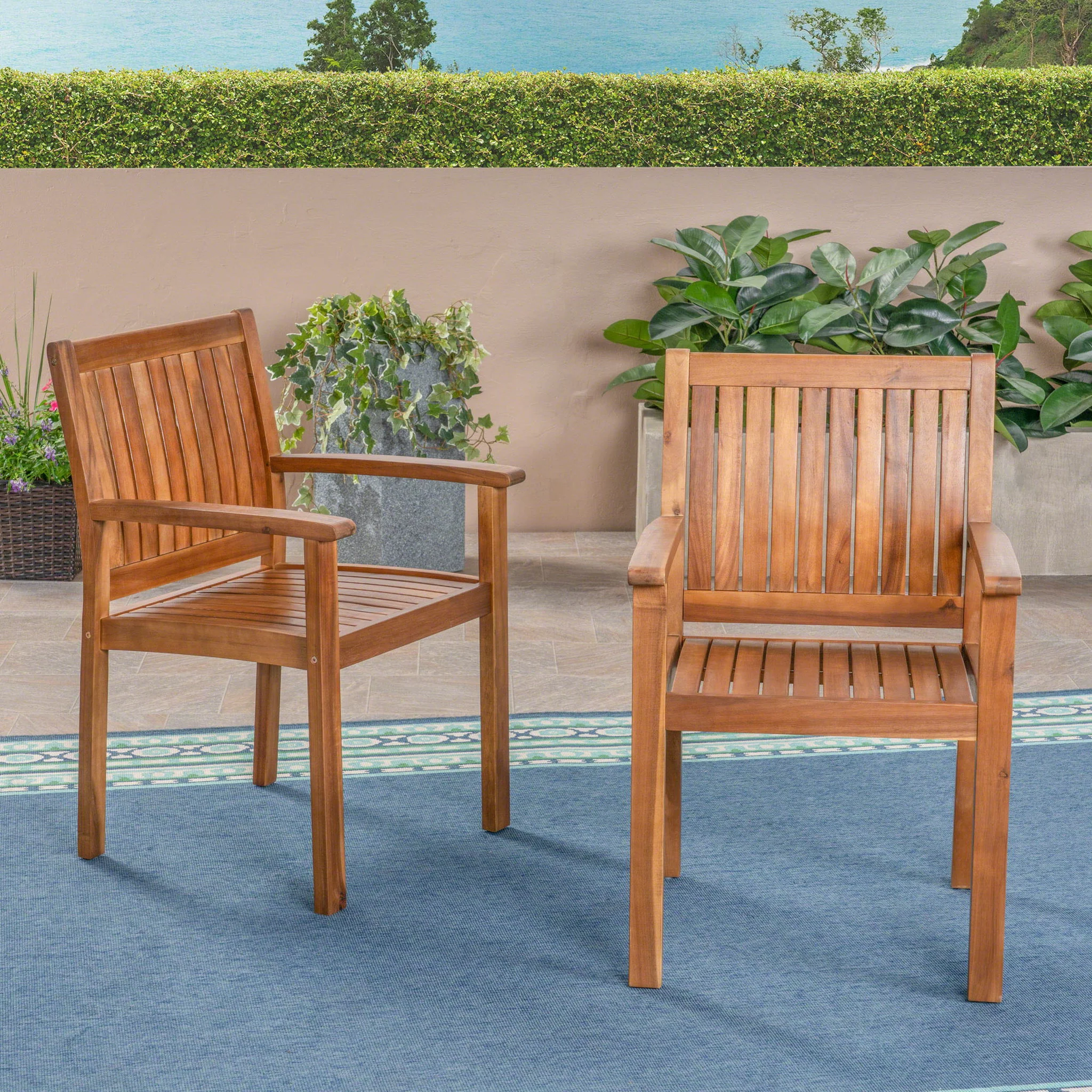 Amethyst - Outdoor Dining Chair With Slat Design (Set of 2) - Natural - Image 4