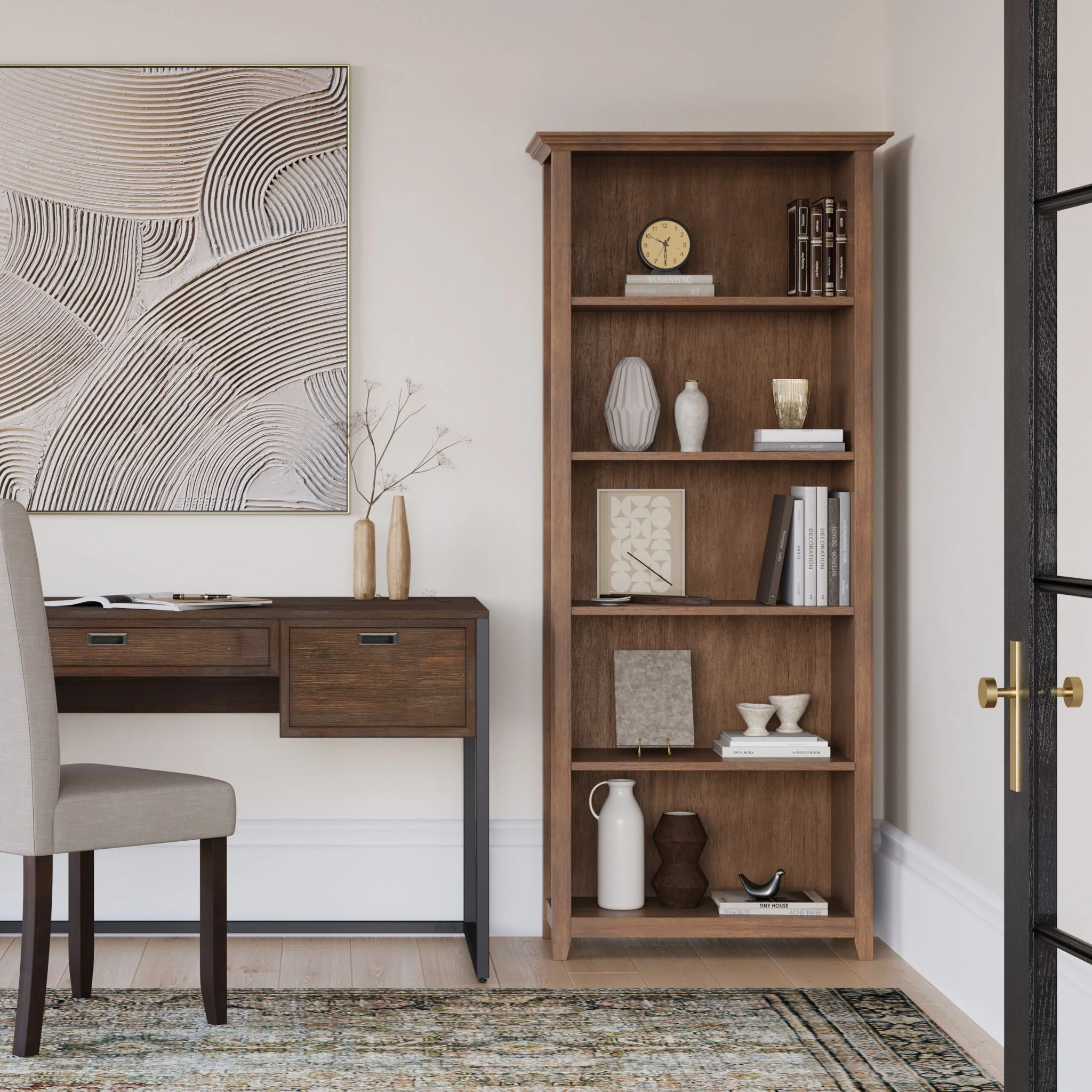 Amherst - 5 Shelf Bookcase - Rustic Natural Aged Brown - Image 5