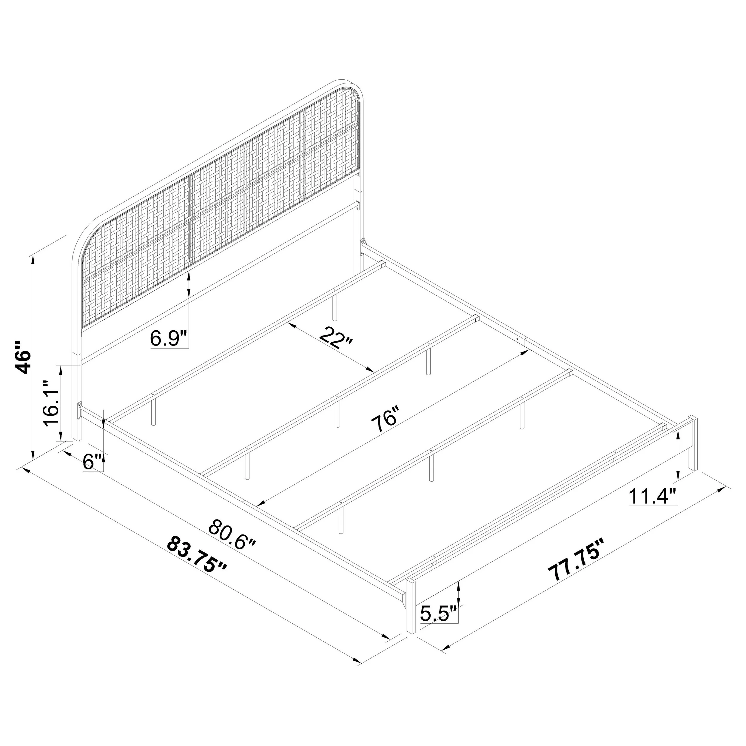 Amherst Radio Weave Rattan Metal Eastern King Bed Black - Image 11