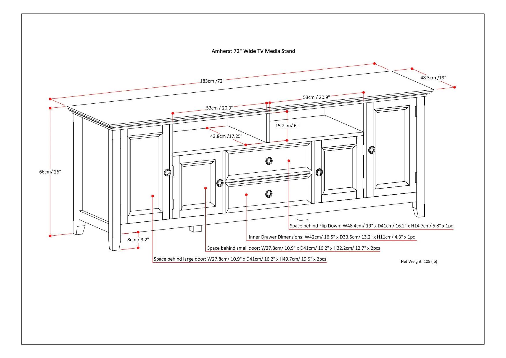 Amherst - Wide TV Media Stand - Image 5