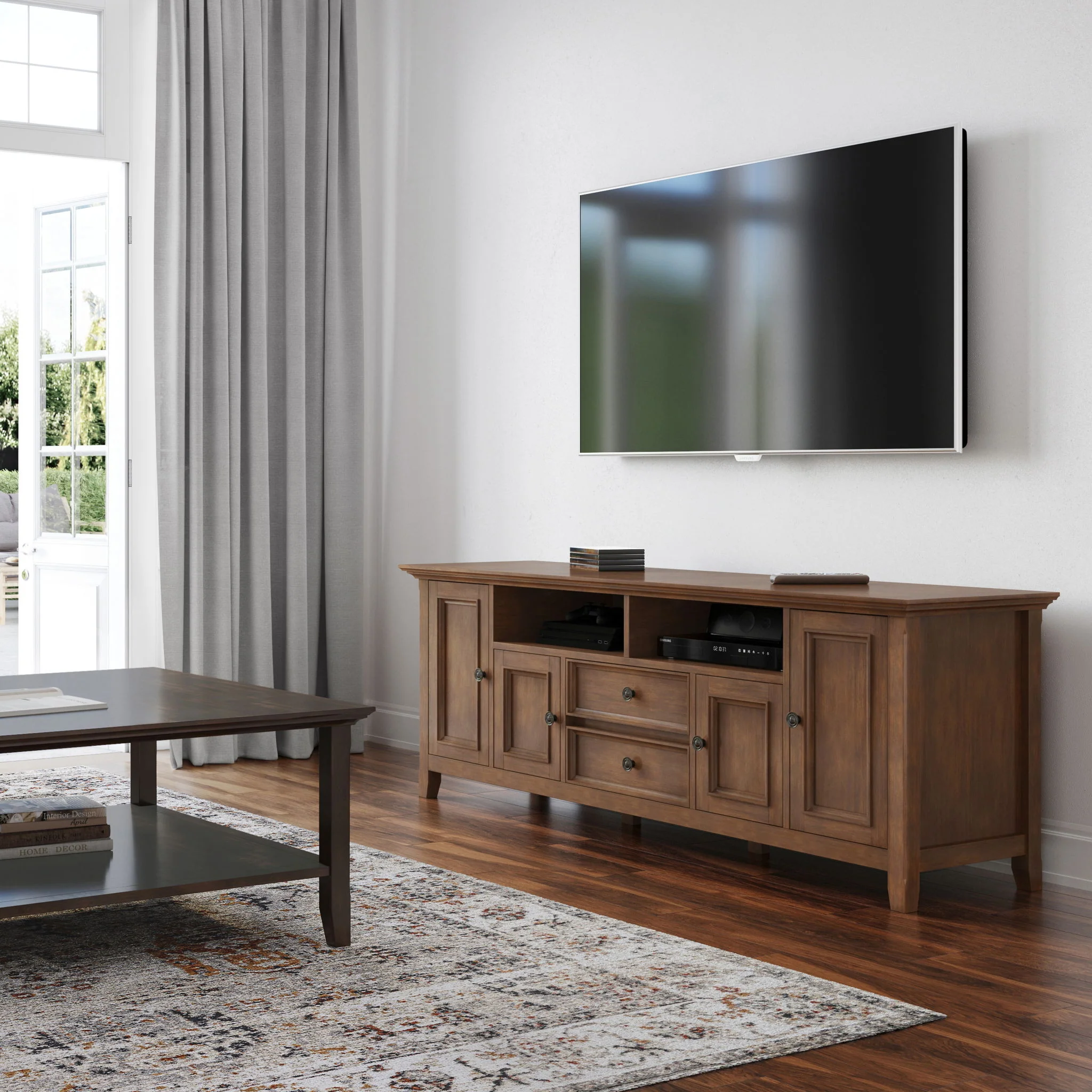 Amherst - Wide TV Media Stand - Rustic Natural Aged Brown - Image 5