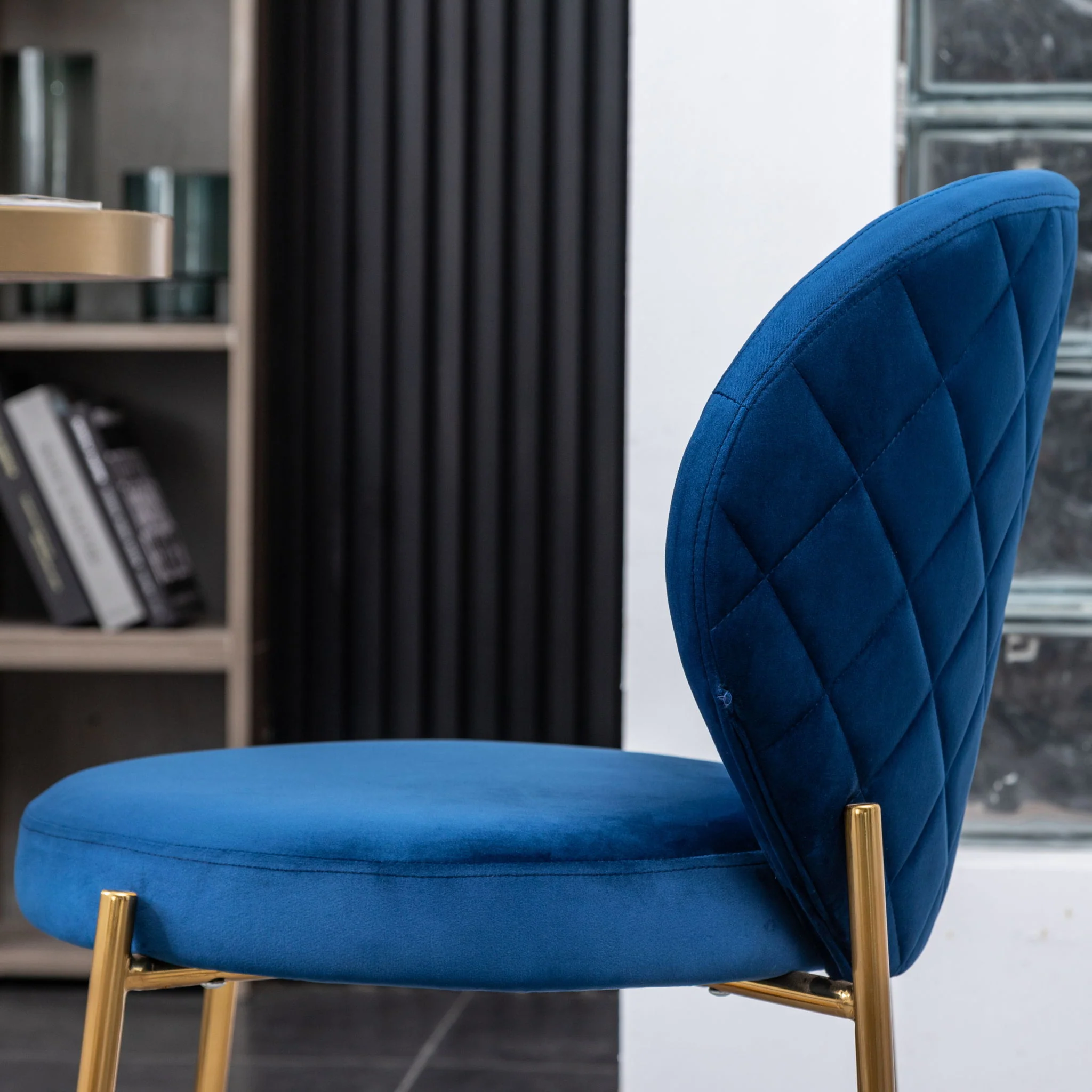 Amoa - Contemporary Velvet Upholstery Dining Chair - Blue - Image 9