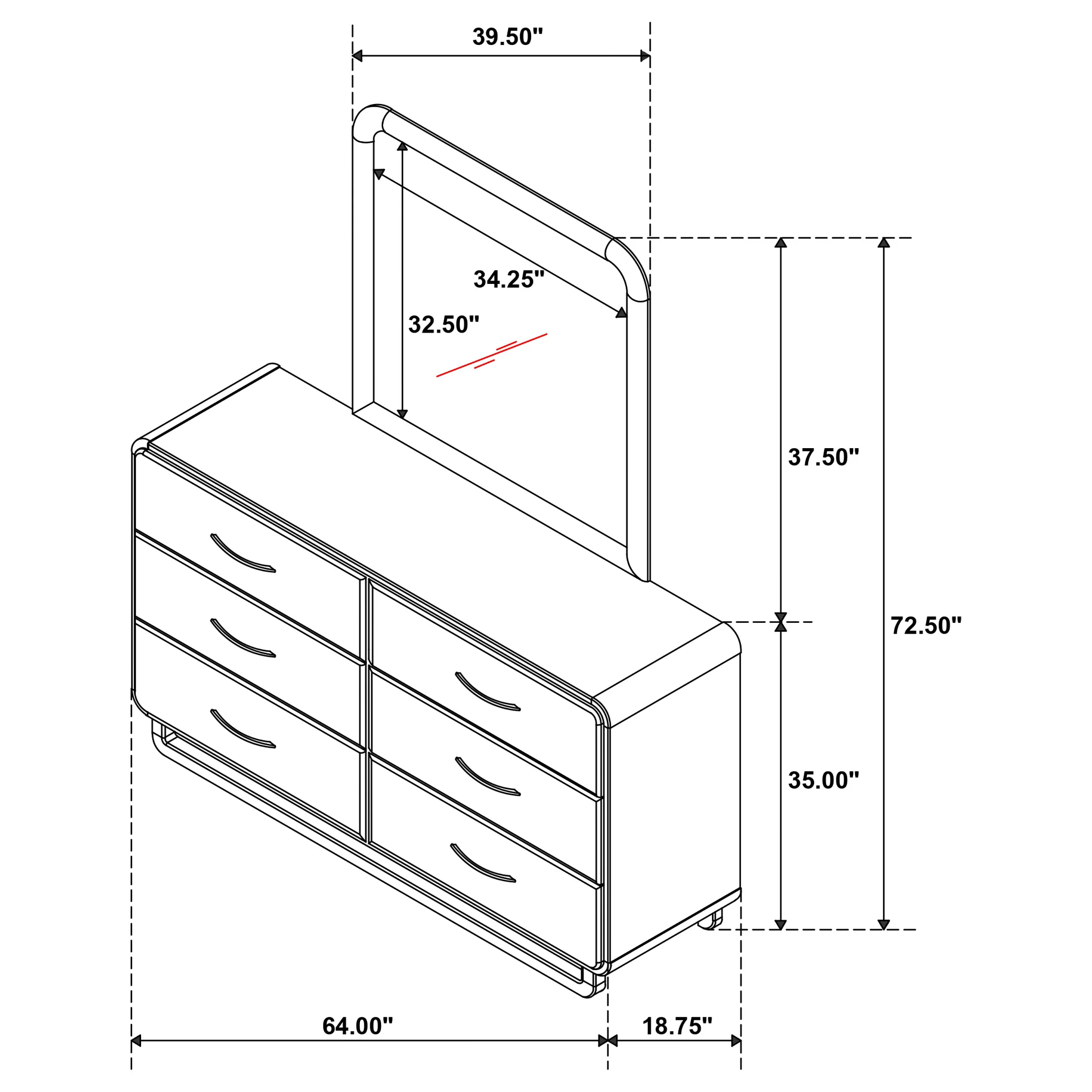 Amsbury 6-Drawer Dresser and Mirror in Nutmeg - Image 12