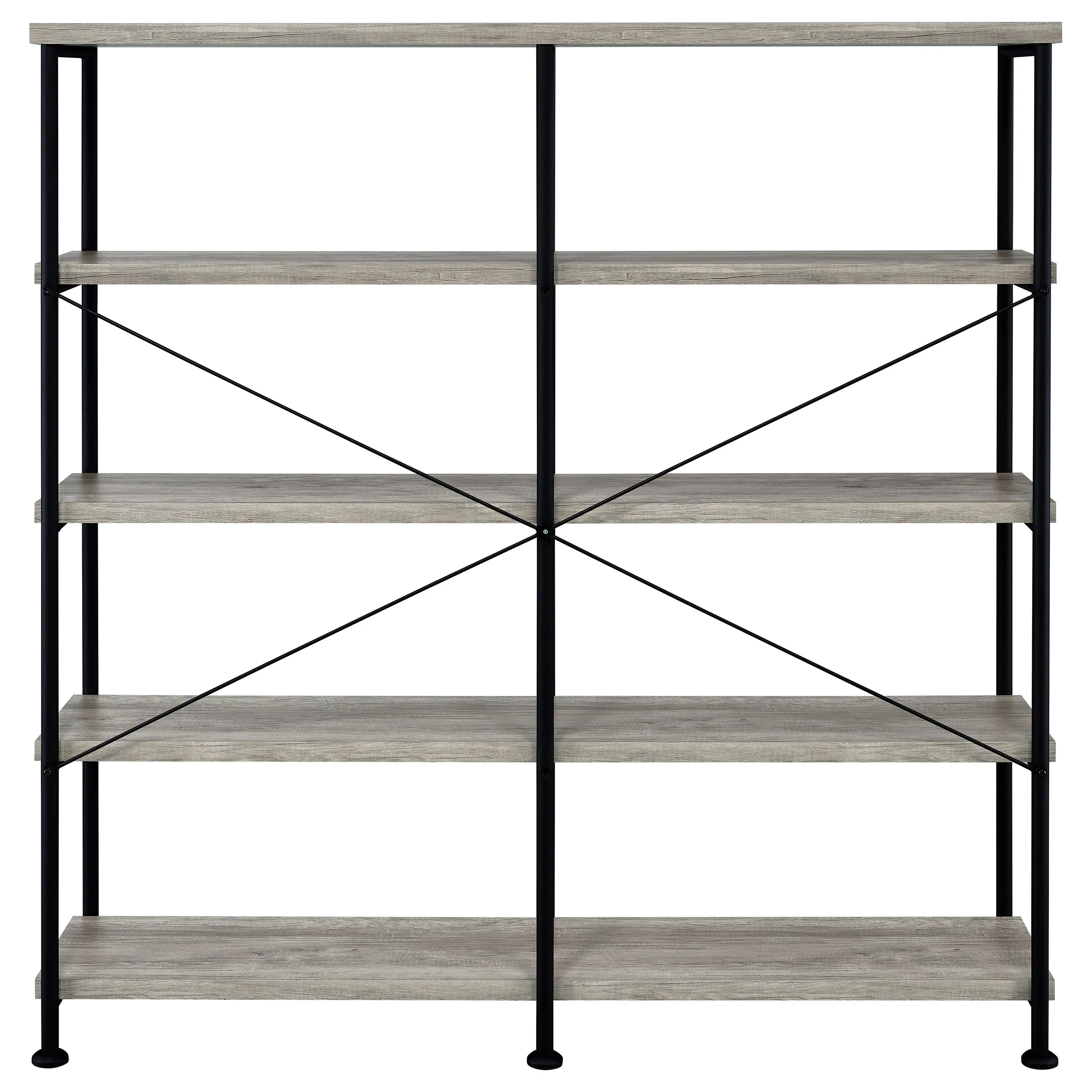 Analiese 63-Inch 4-Shelf Double Bookshelf Grey Driftwood - Image 9