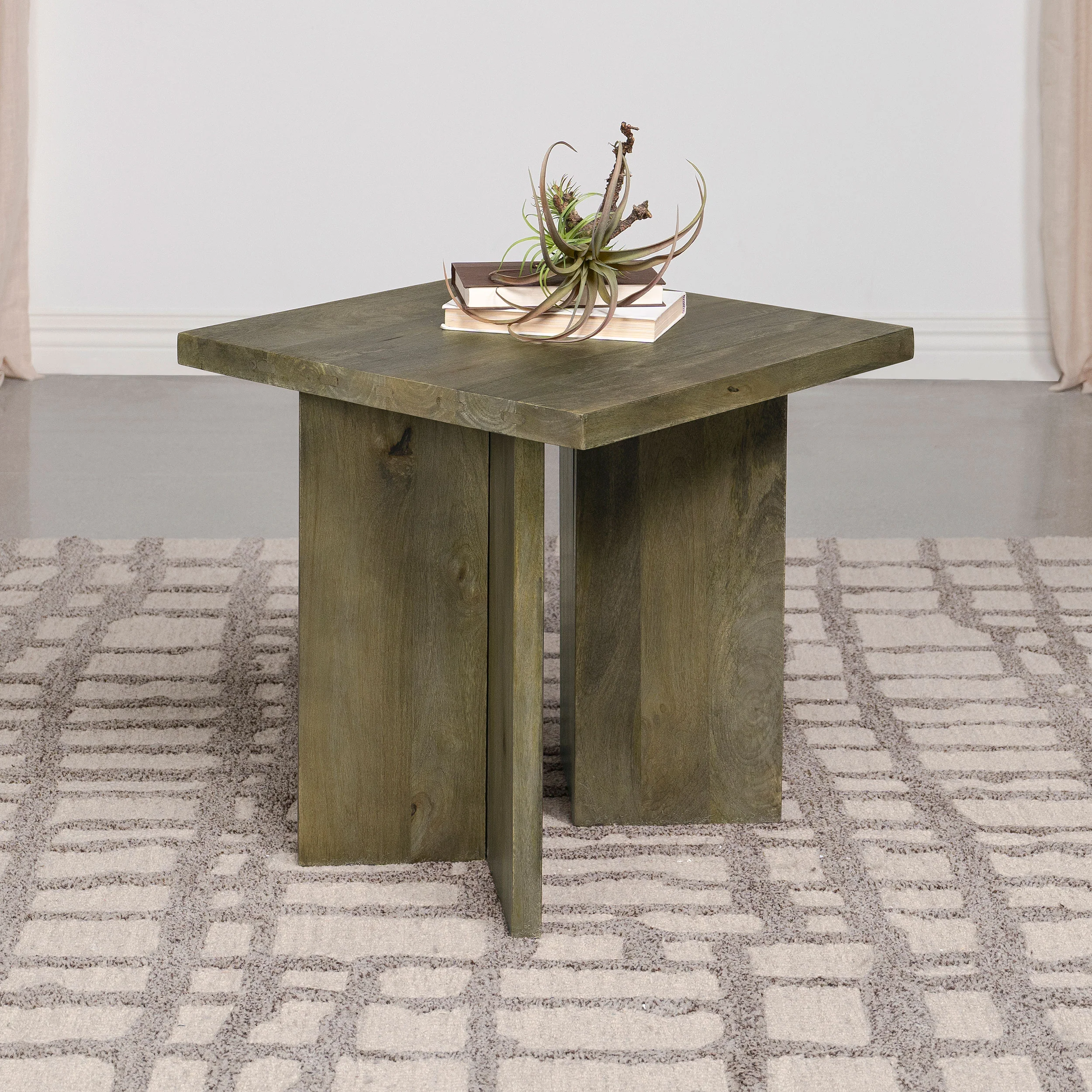Andando Square Solid Wood End Table Mango Brown - Image 4