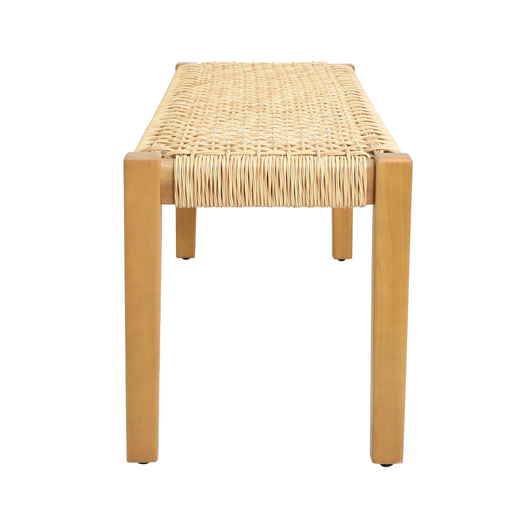 Angie - Bench Outdoor Seating Acacia Wood Faux Rattan - Teak - Image 6