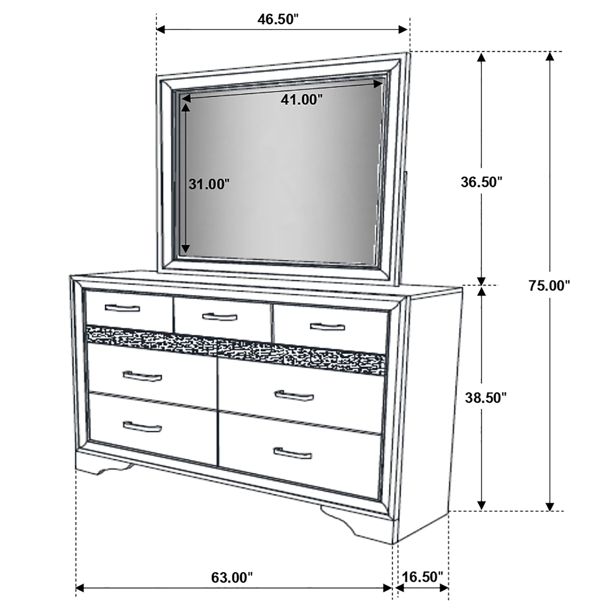 Annie - 7 Drawer Dresser With Mirror - Black - Image 2